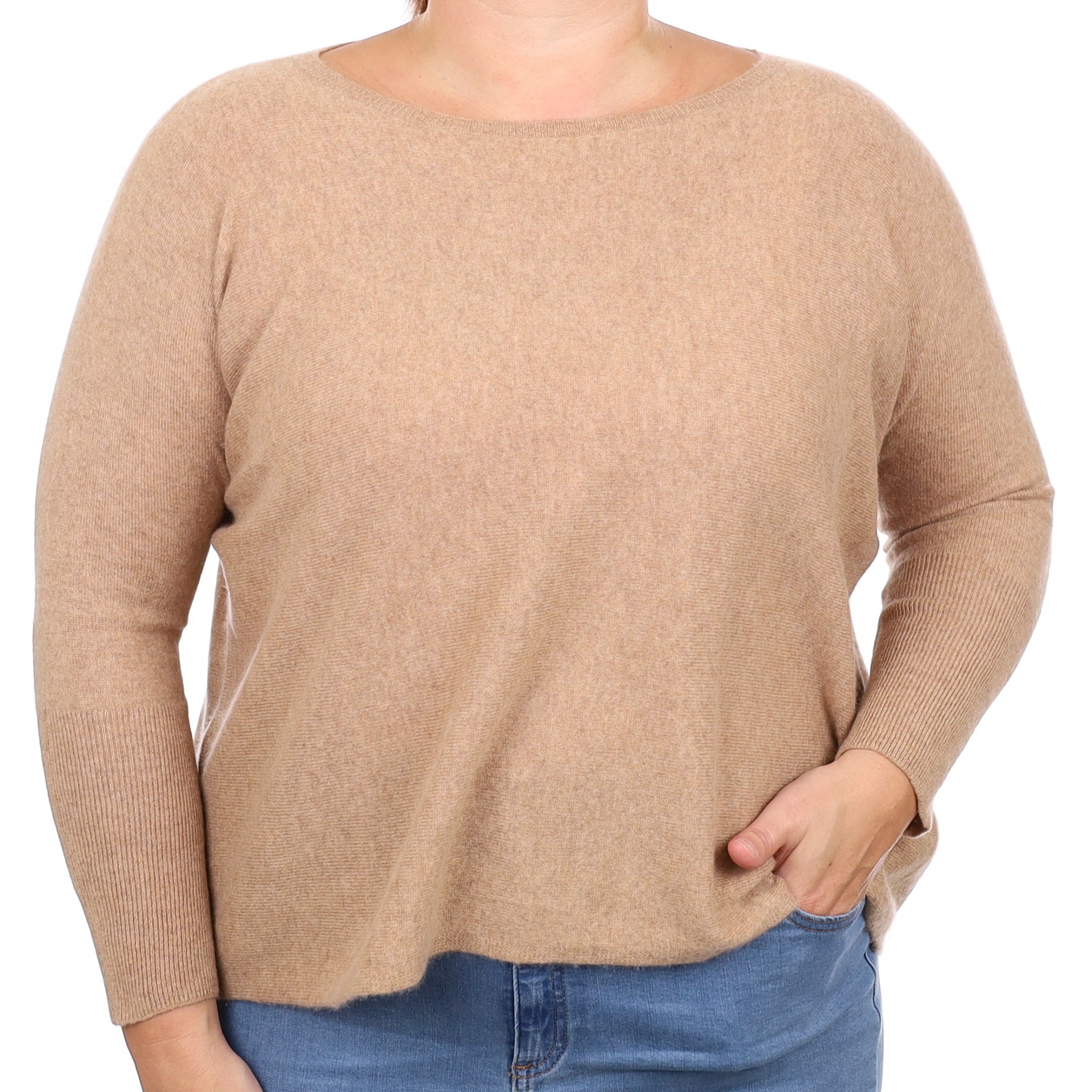 Fudge Brown Cashmere Slouchy Crew Neck Jumper Large