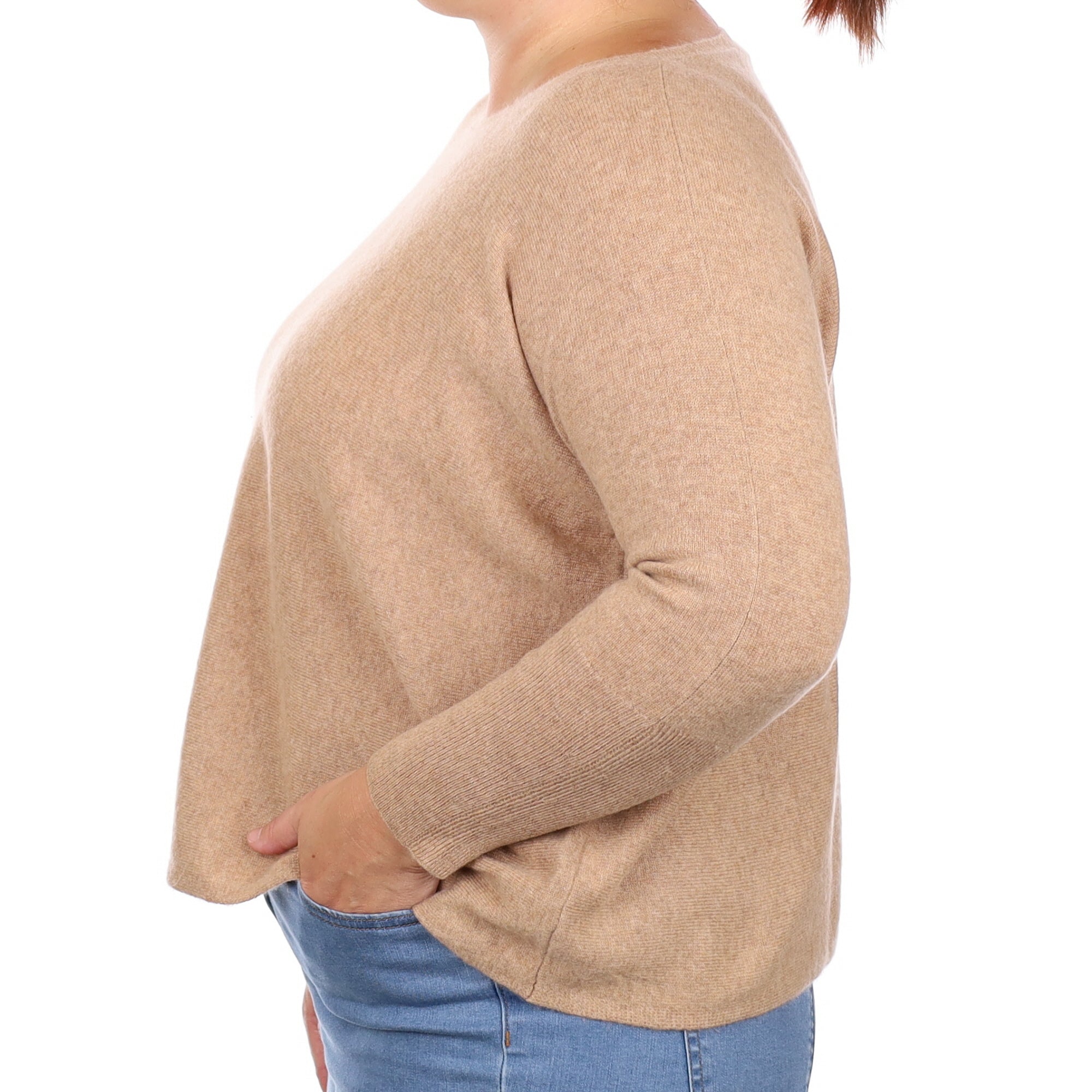 Fudge Brown Cashmere Slouchy Crew Neck Jumper Large