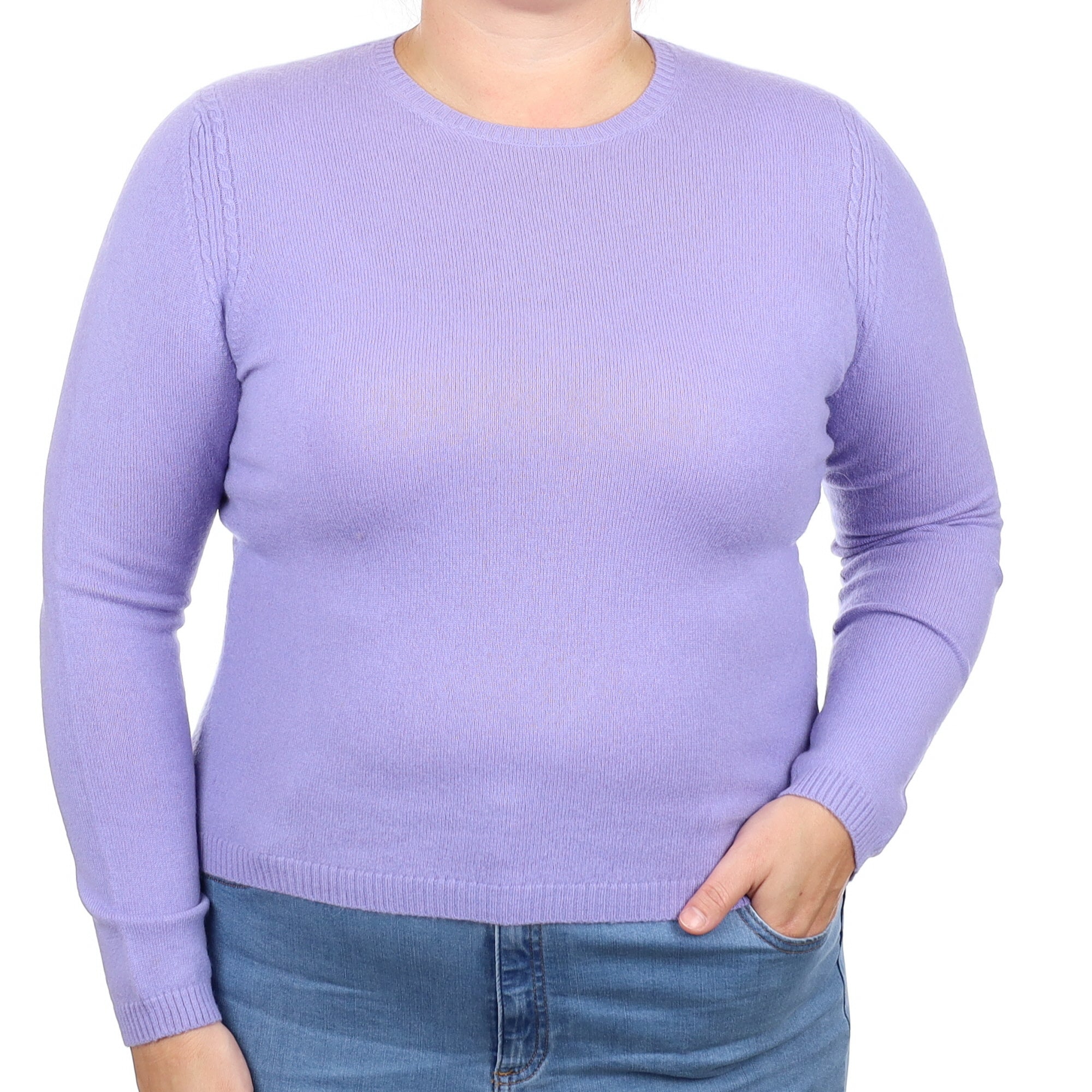 Lavender Purple Cashmere Crew Neck Jumper Large