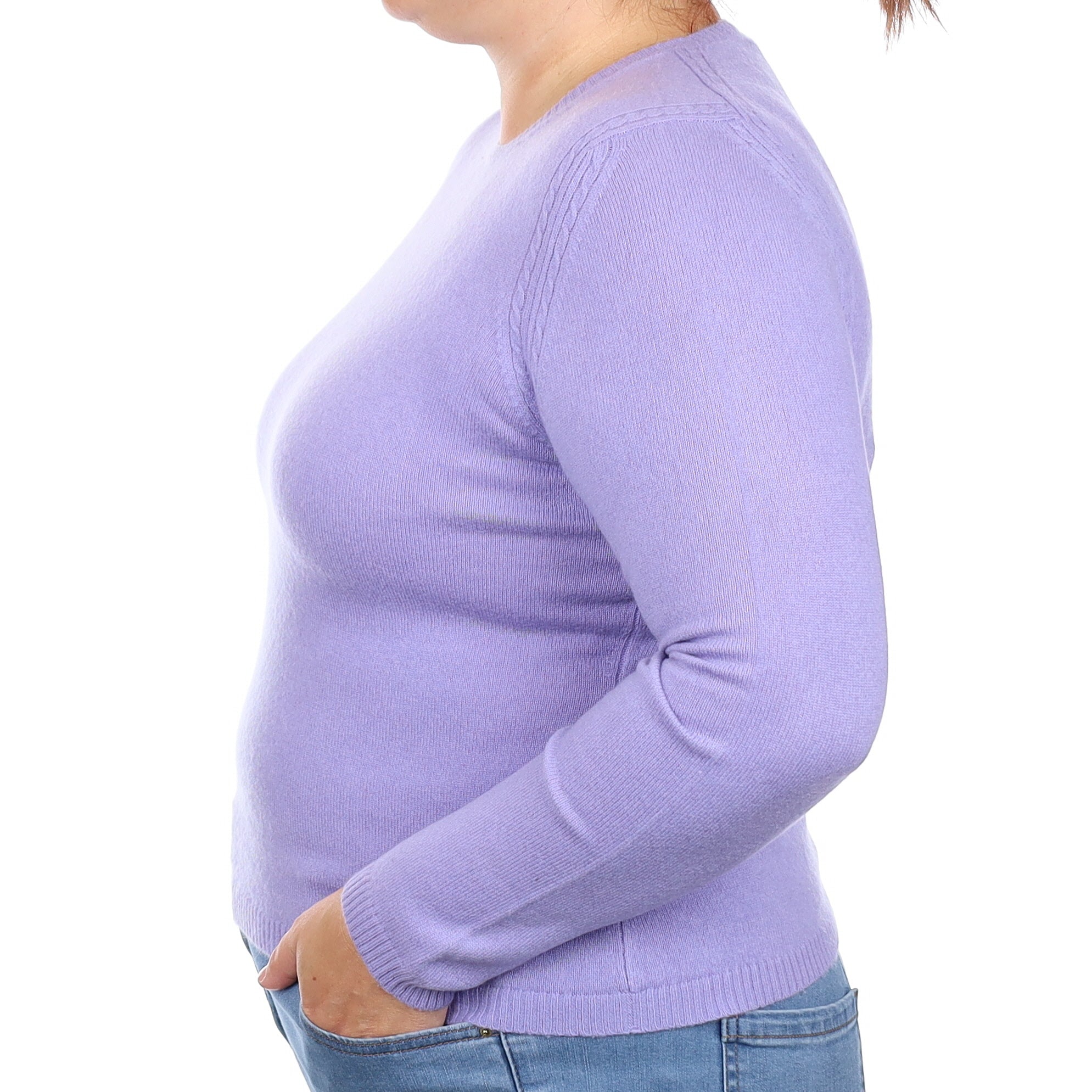 Lavender Purple Cashmere Crew Neck Jumper Large