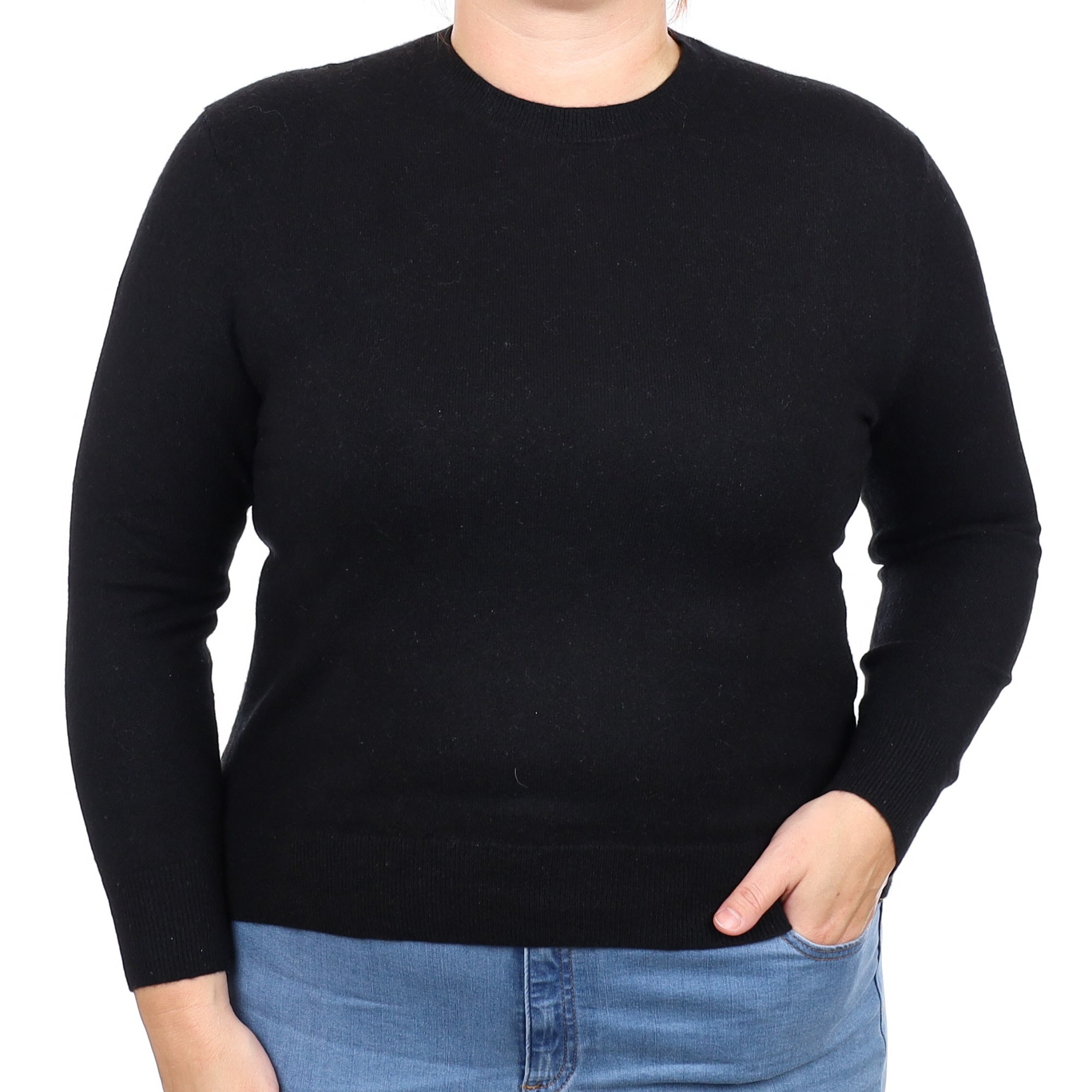 Black Cashmere Crew Neck Jumper Large