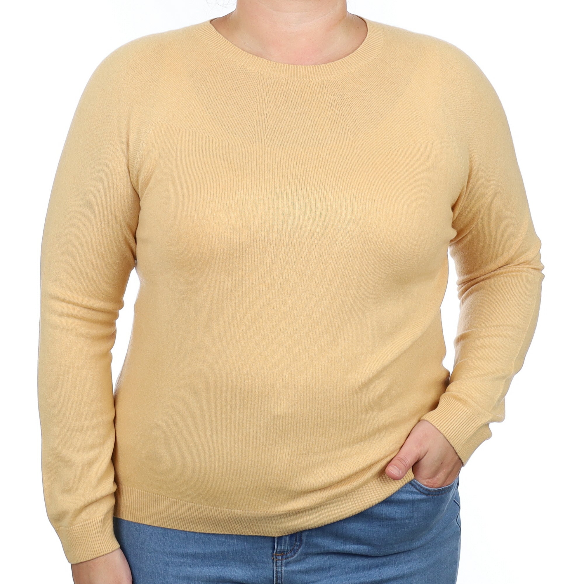 Muted Apricot Cashmere Crew Neck Jumper Large