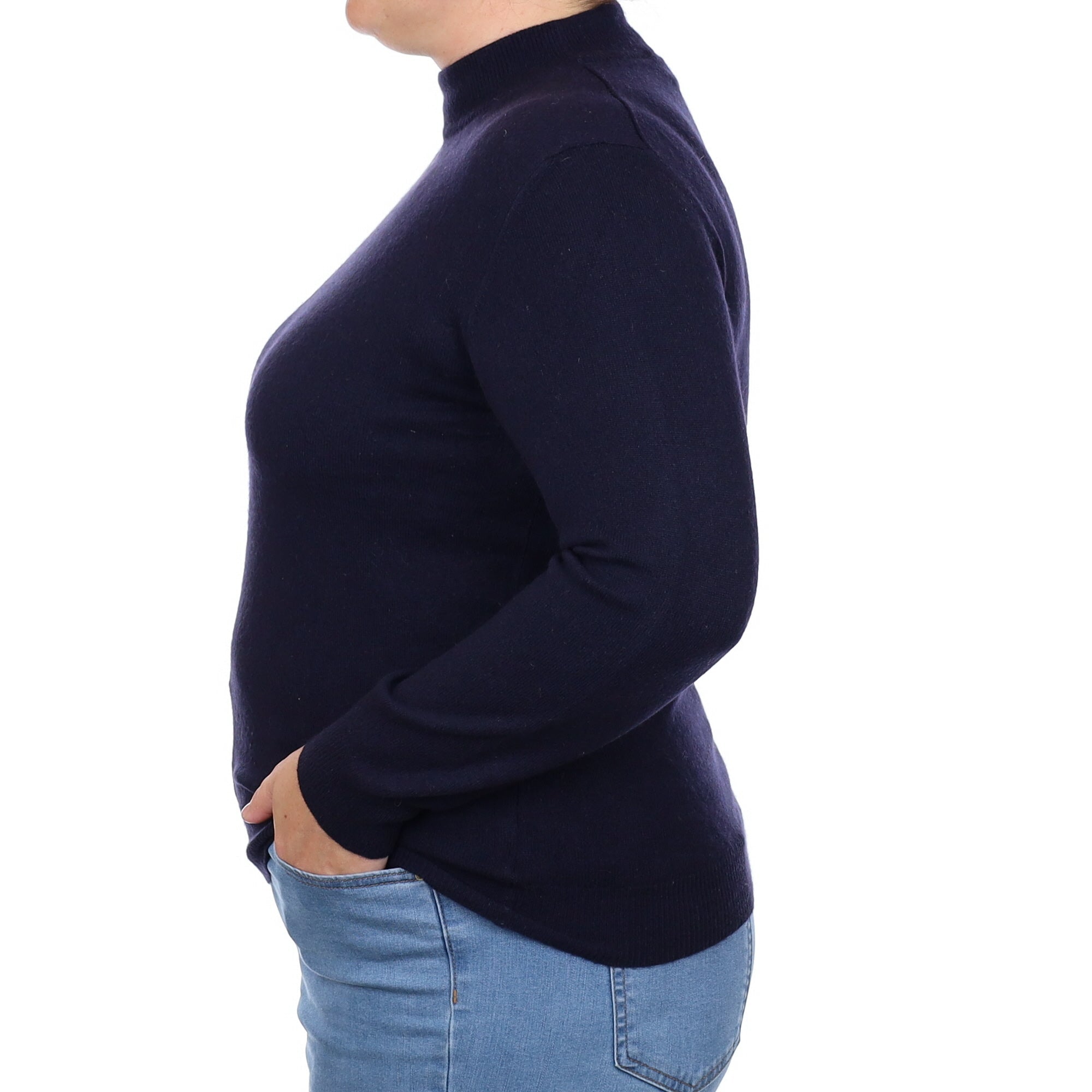 Navy Blue Cashmere Turtleneck Jumper Large