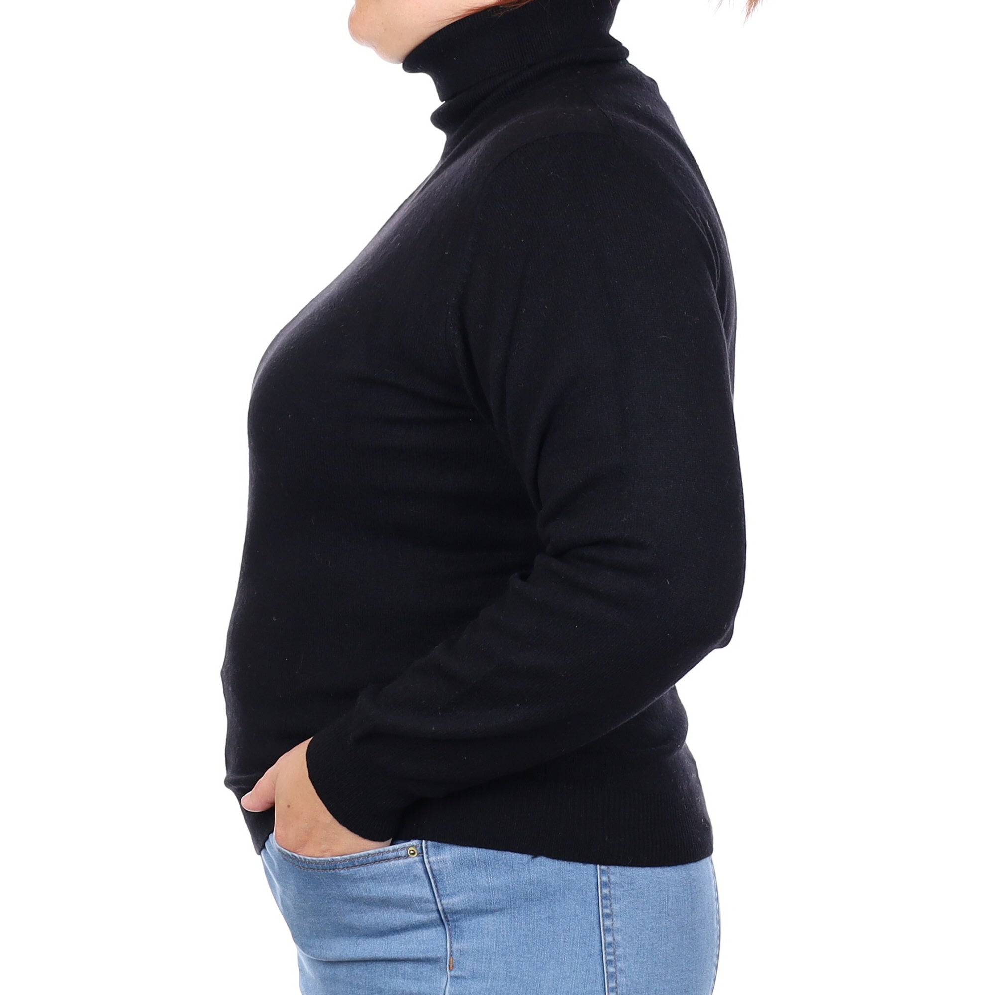 Black Cashmere Polo Neck Jumper Large