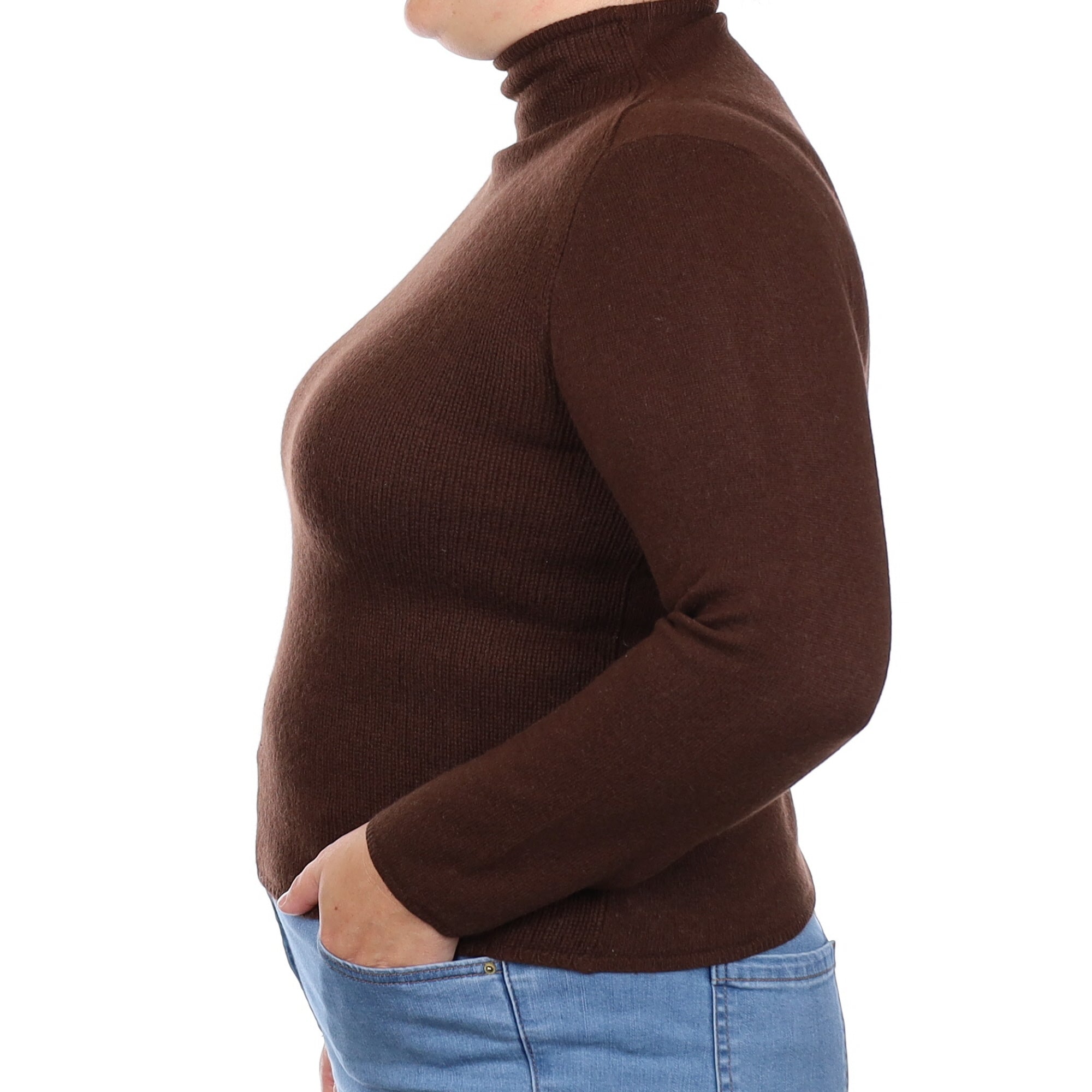 Chocolate Brown Cashmere Turtleneck Jumper Large