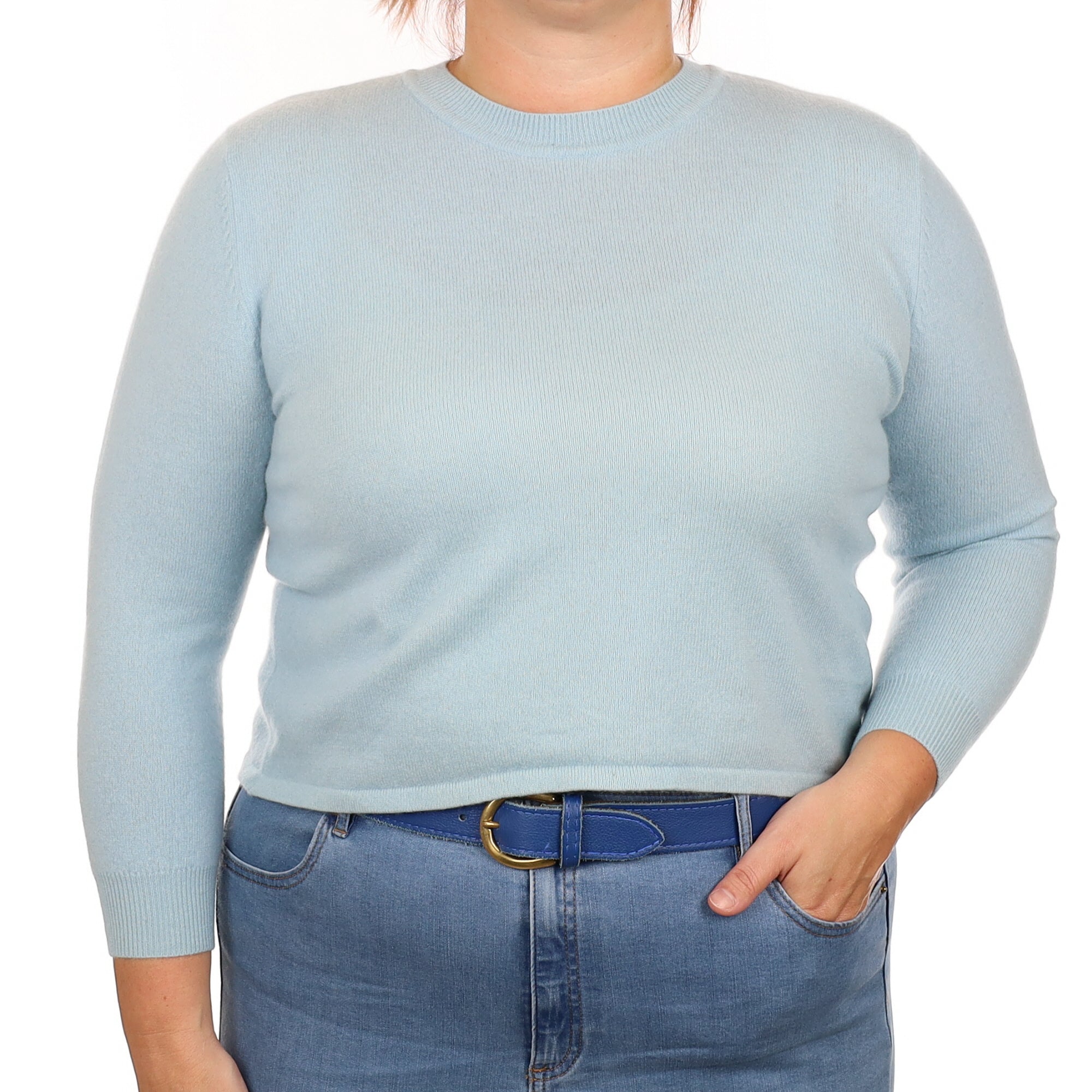 Opal Blue Cashmere Crew Neck Jumper Large