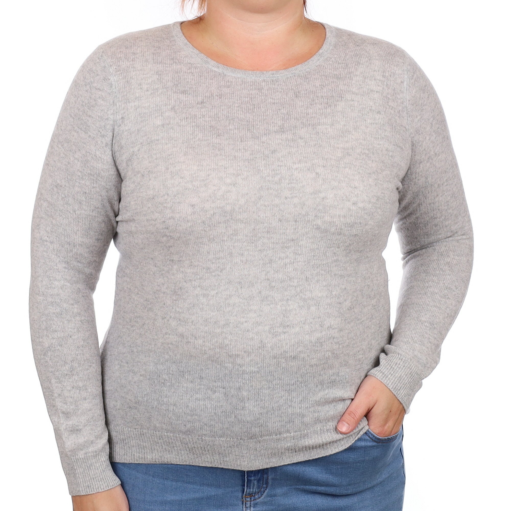 Smoke Grey Cashmere Crew Neck Jumper Large