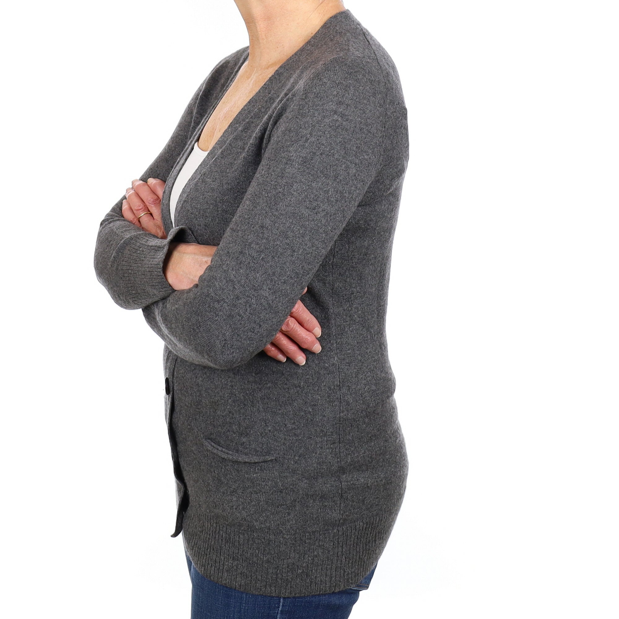 Charcoal Grey Cashmere Cardigan Medium