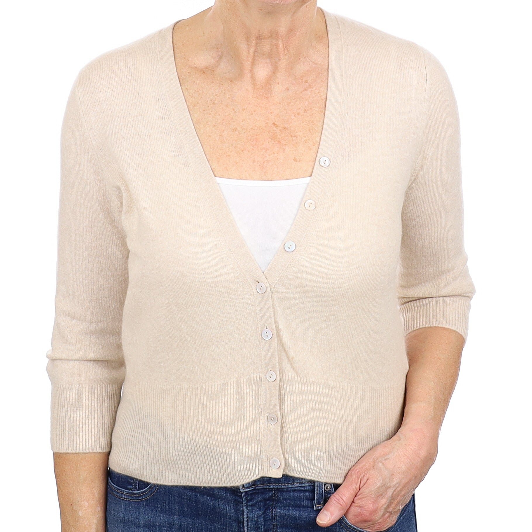 Oatmeal Cashmere Cardigan Medium