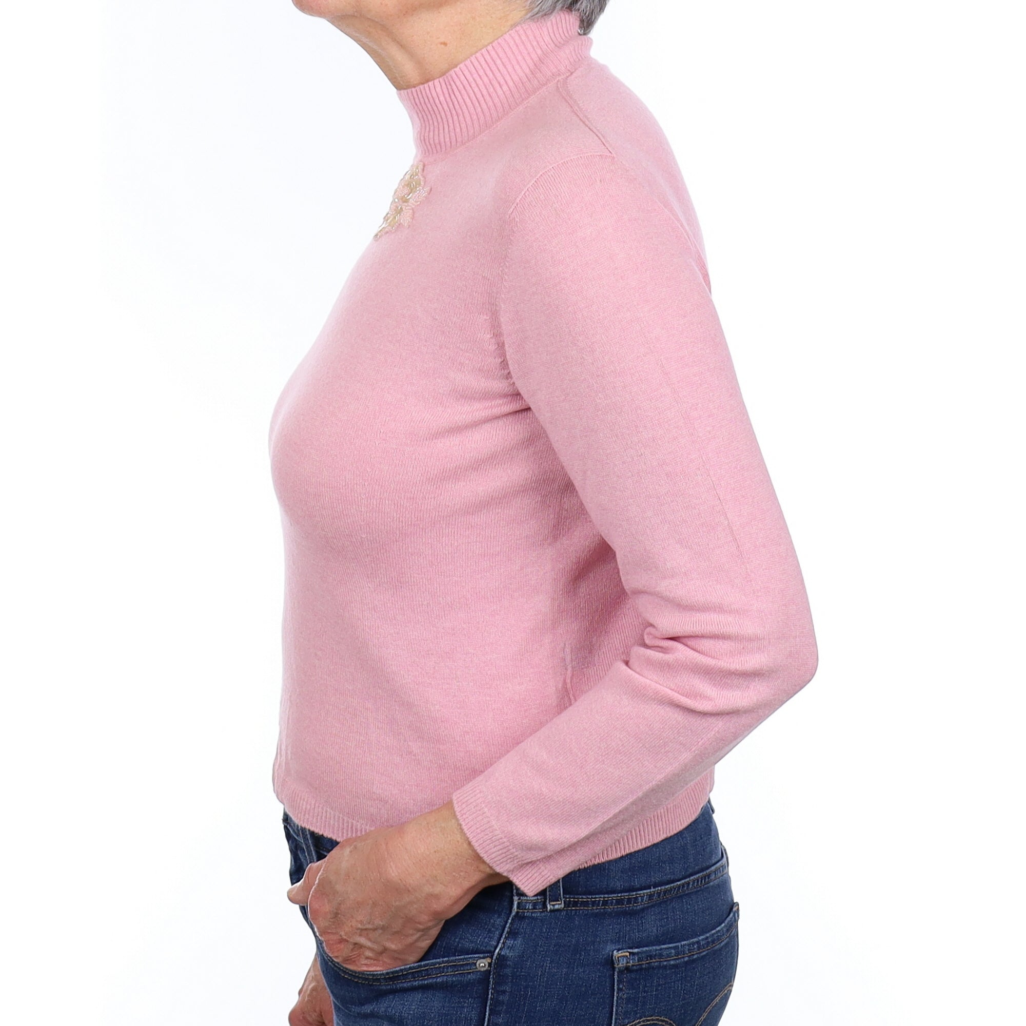 Cotton Candy Pink Cashmere Turtle Neck Jumper Medium