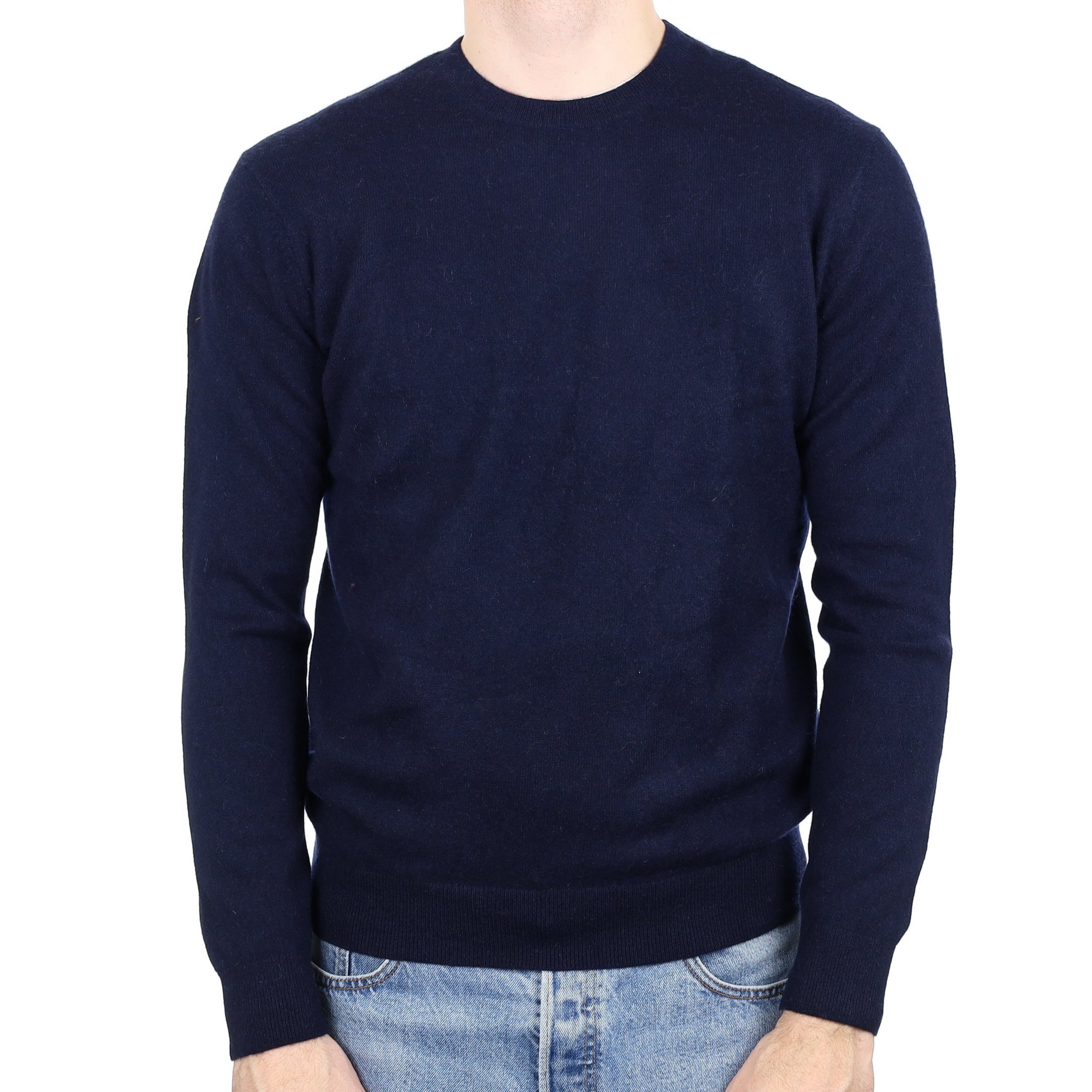 Men's Navy Blue Cashmere Crew Neck Jumper Medium