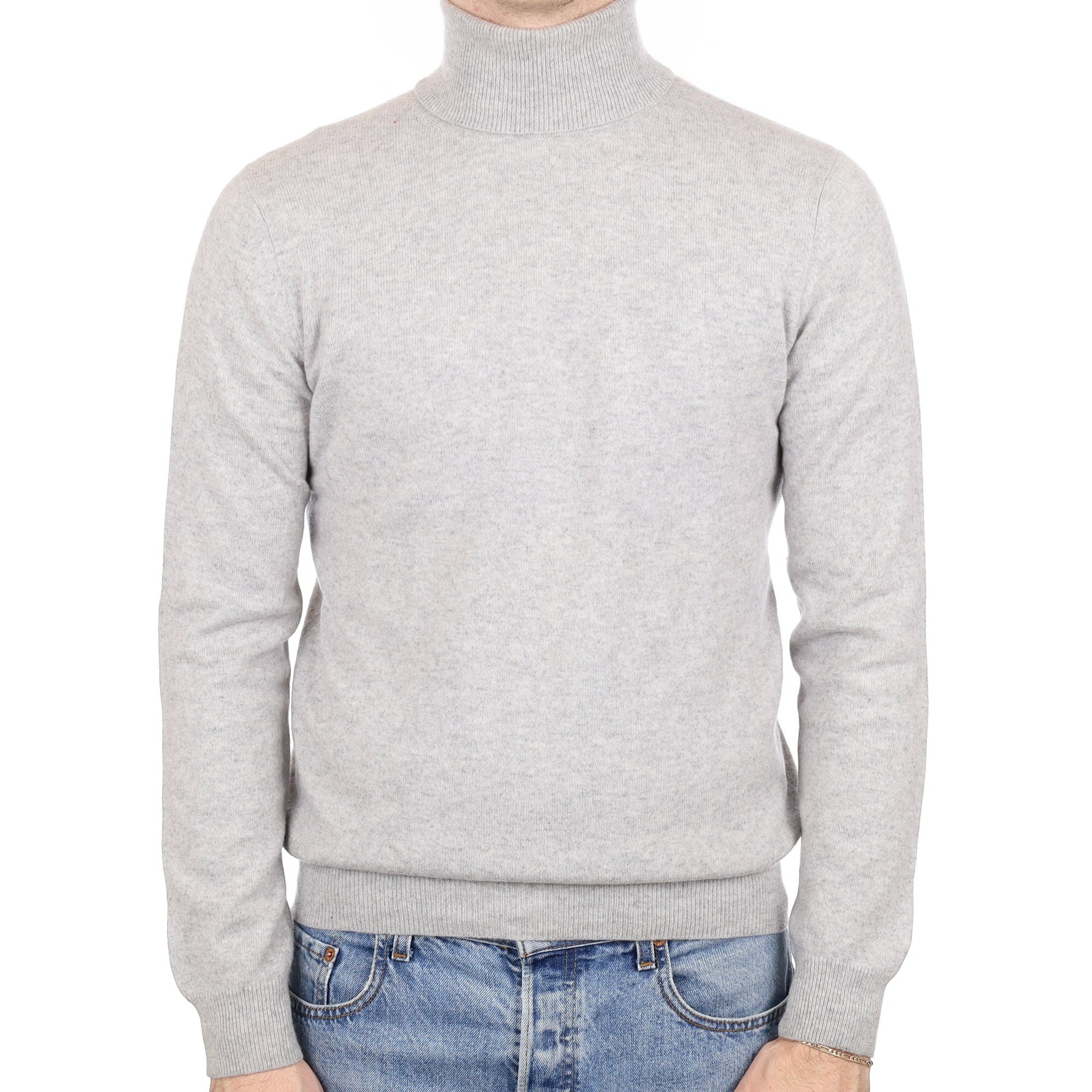 Men's smoke Grey Cashmere Polo Neck Jumper Medium