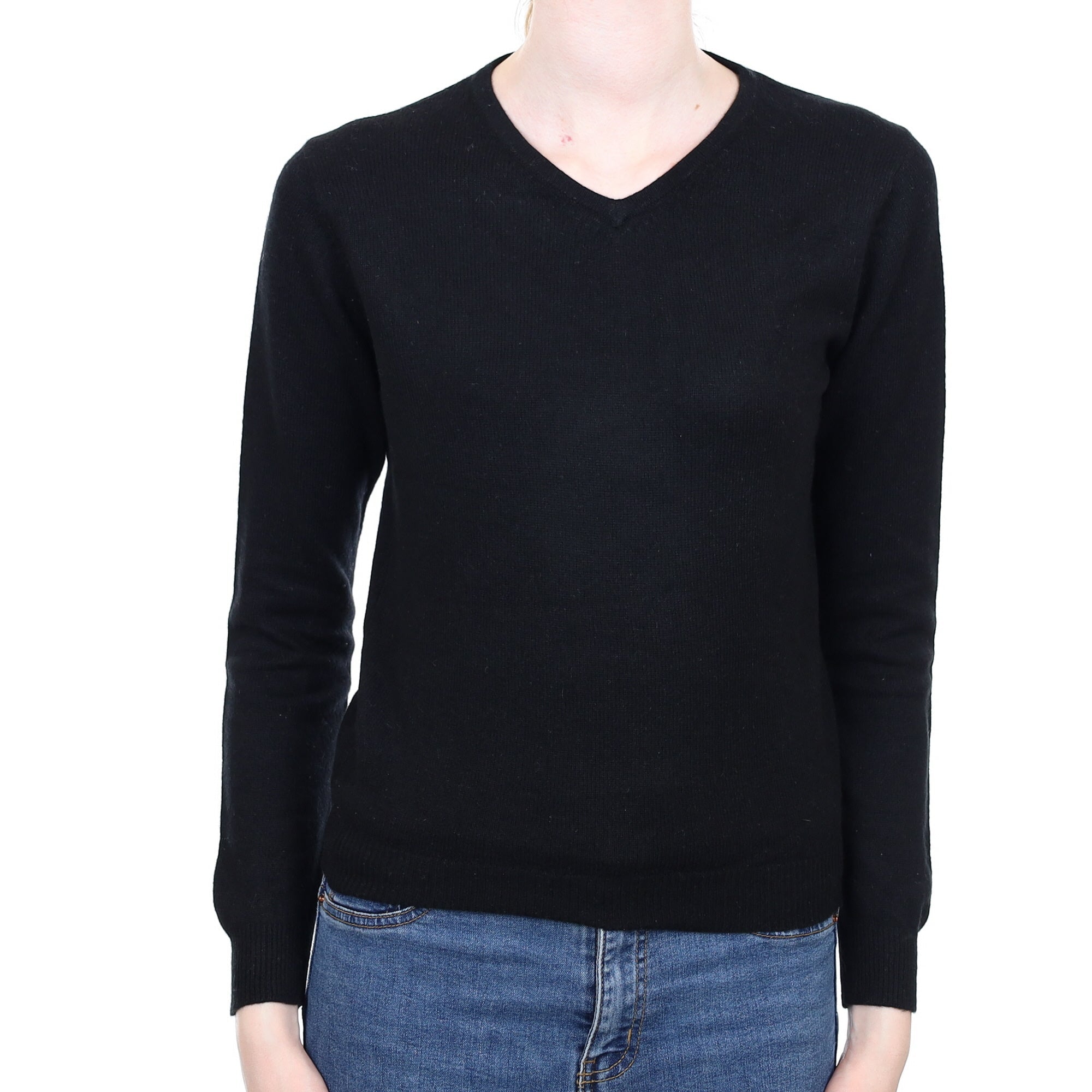 Black Cashmere V Neck Jumper Extra Small