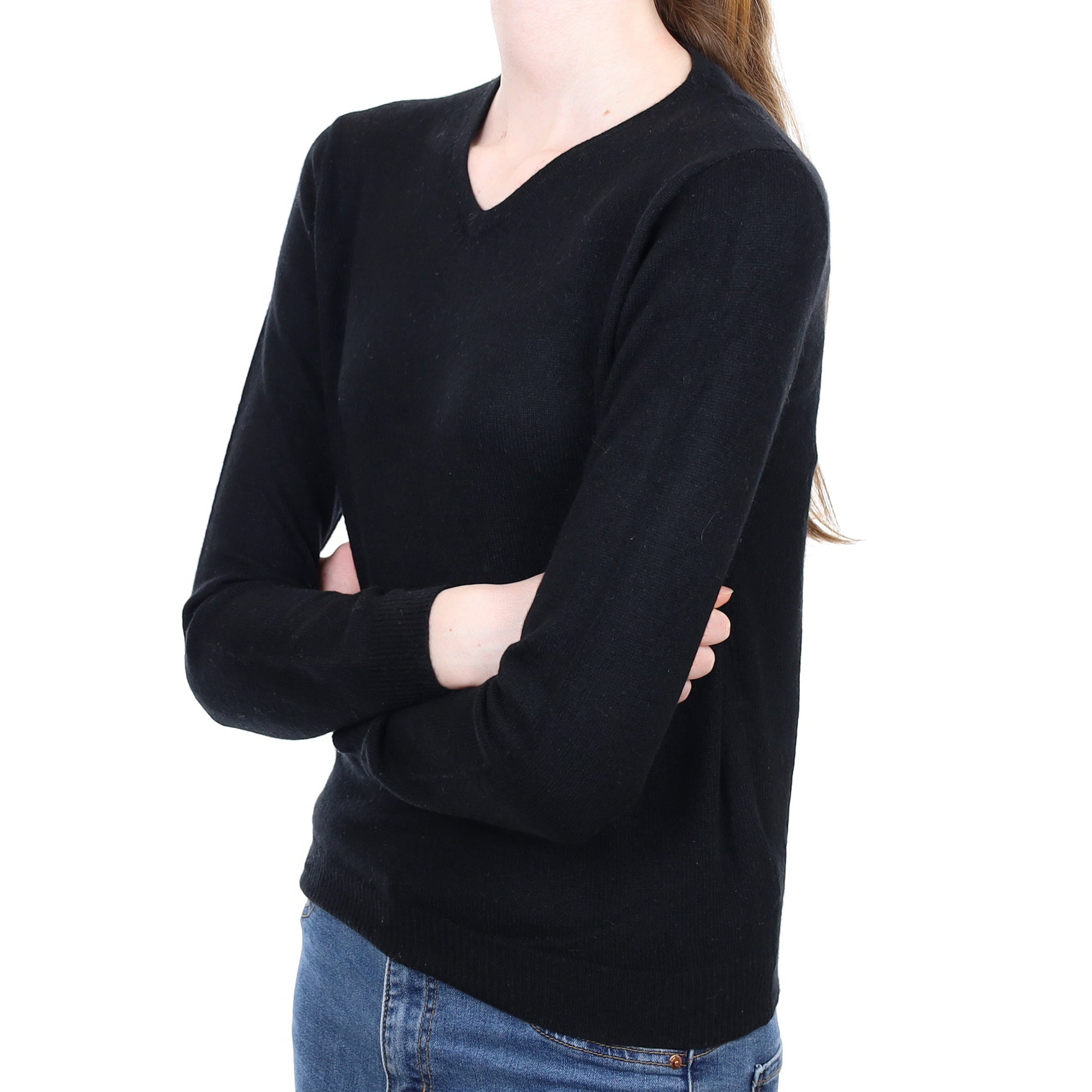 Black Cashmere V Neck Jumper Extra Small