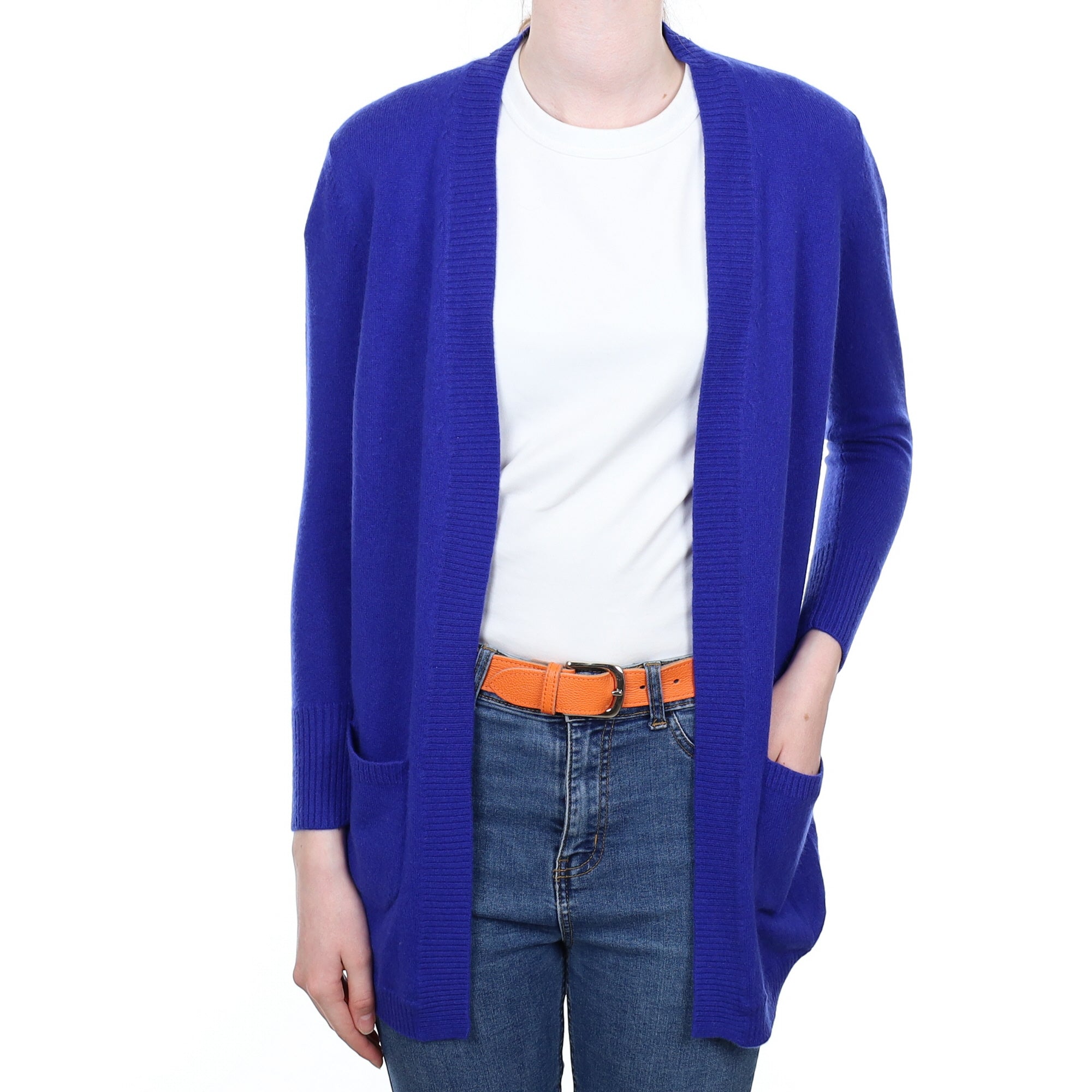 Royal Blue Edge to Edge Cashmere Cardigan Extra Small