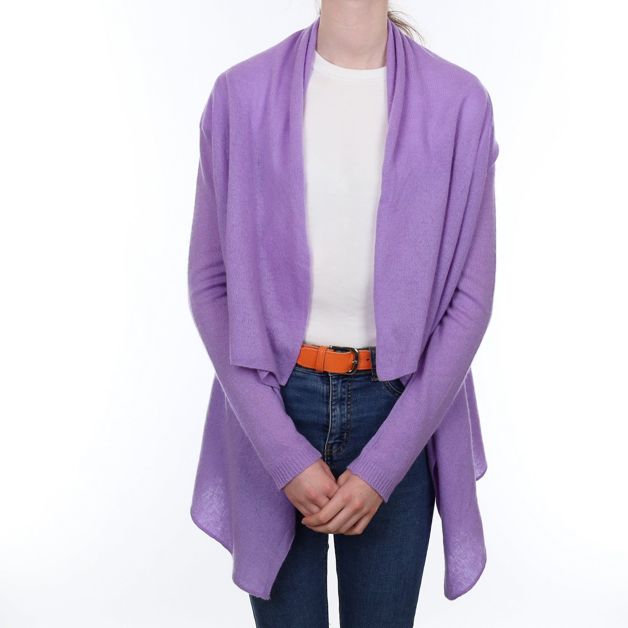 Lavender Purple Cashmere Waterfall Cardigan Extra Small