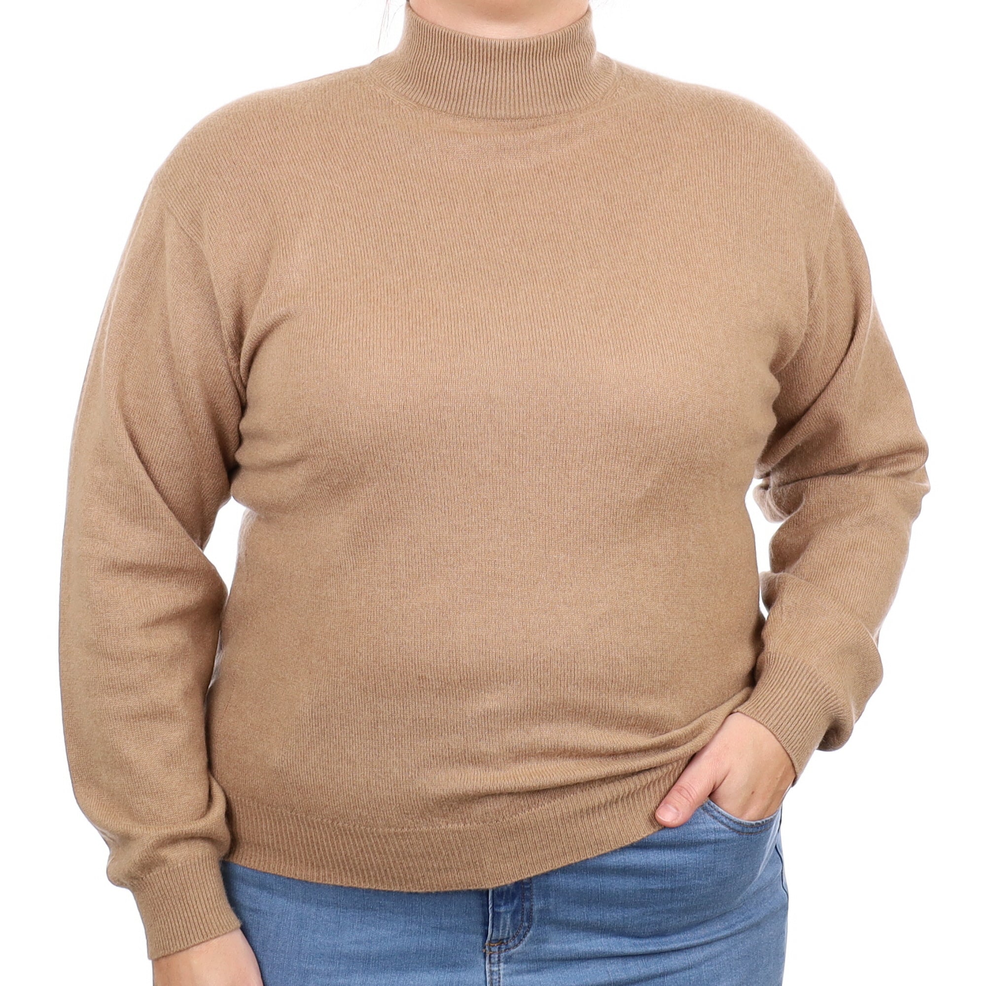 Toffee Brown Cashmere Turtleneck Jumper Large