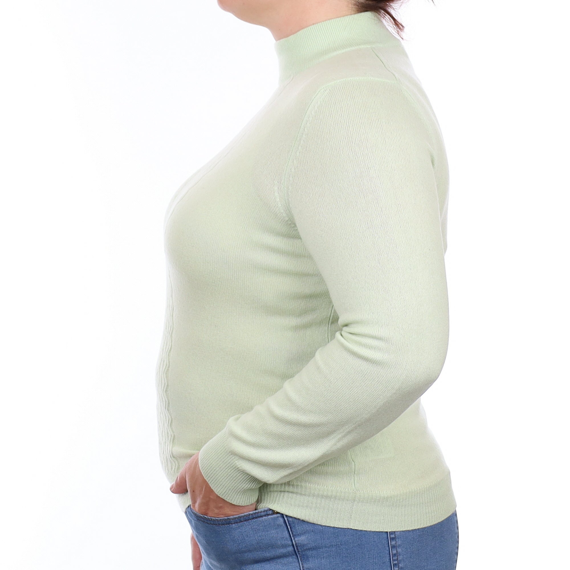 Soft Lime Cashmere Turtleneck Jumper Large