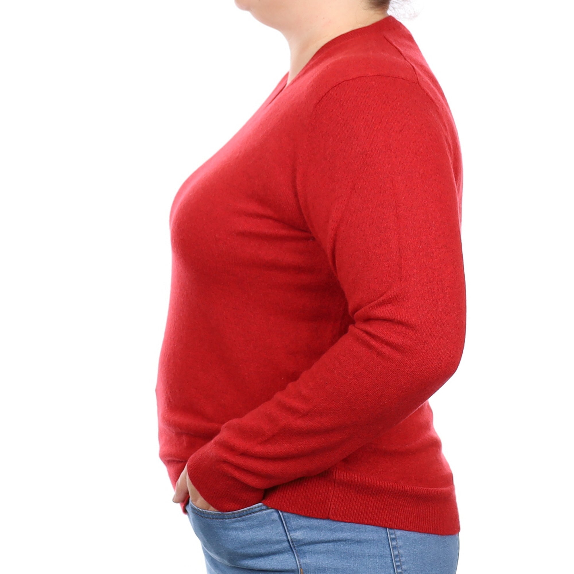 Phoenix Red Cashmere V Neck Jumper Large