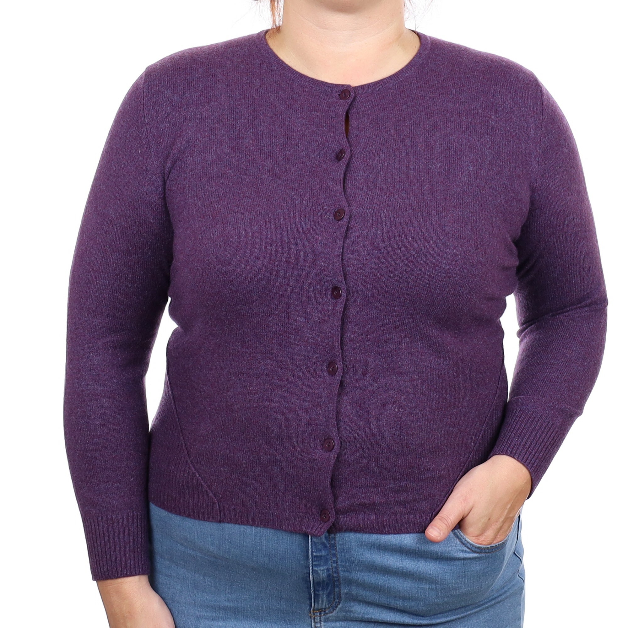 Blueberry Muffin Cashmere Crew Neck Cardigan Large