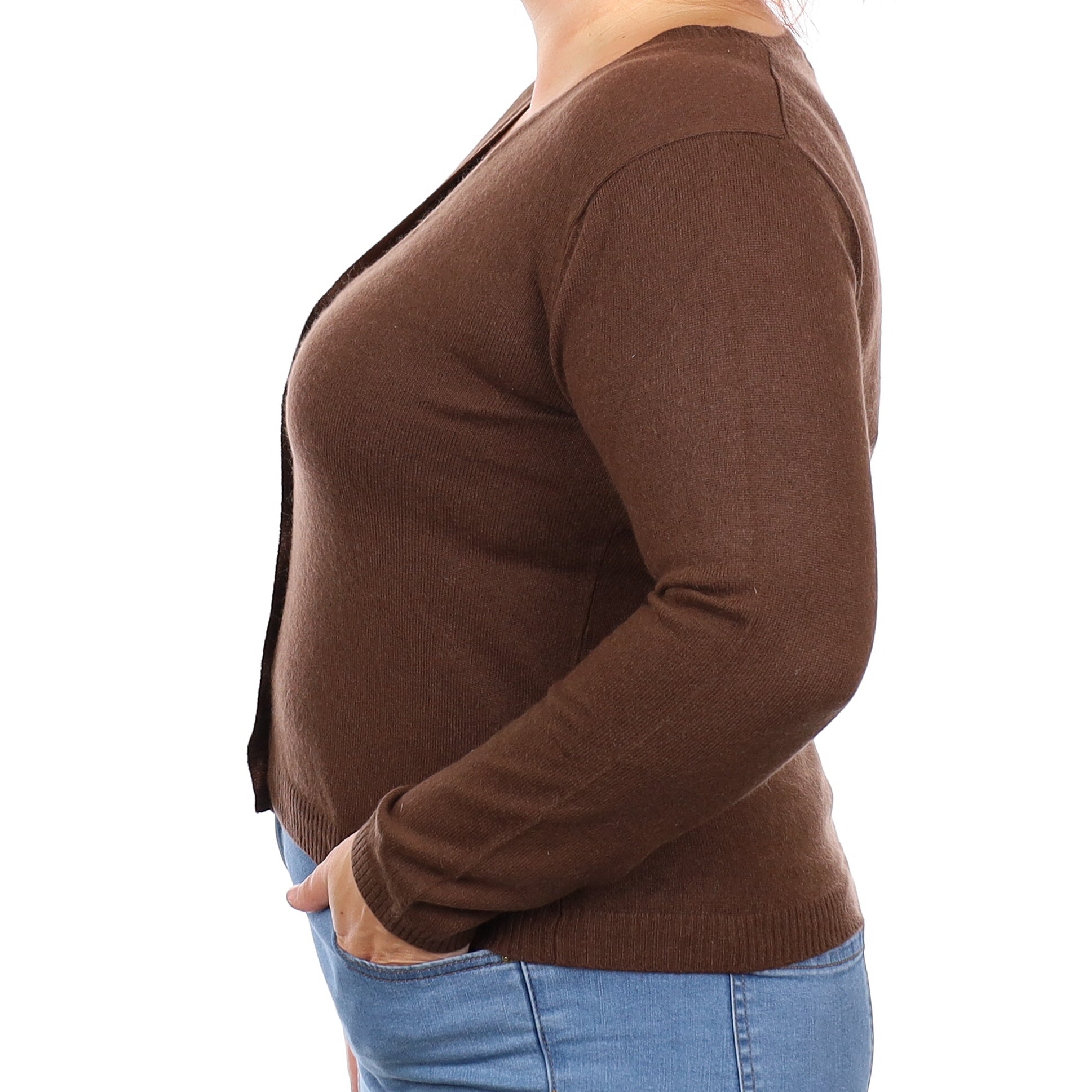 Chocolate Brown Cashmere V Neck Cardigan Large