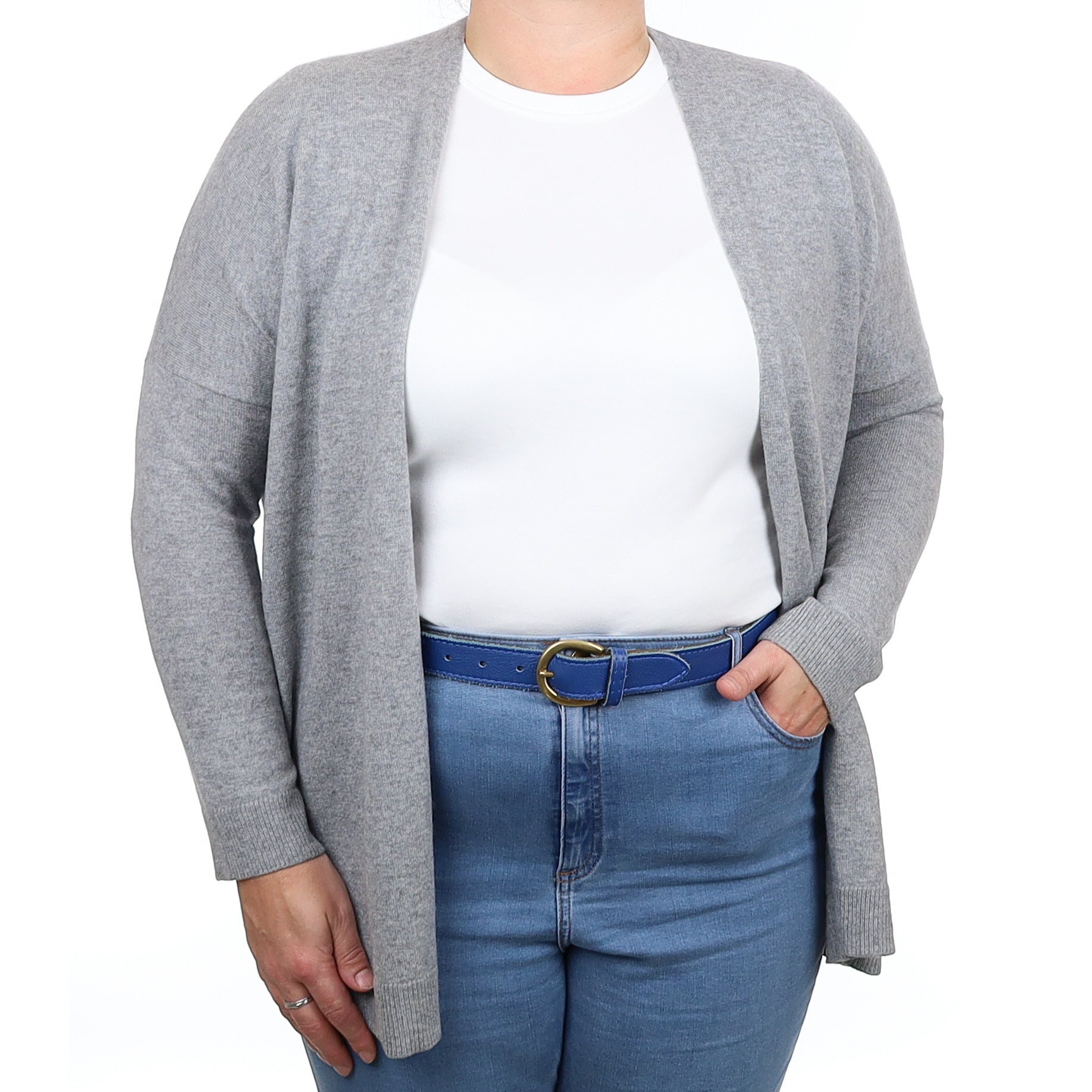 Smoke Grey Slouchy Cashmere Edge to Edge Cardigan Large