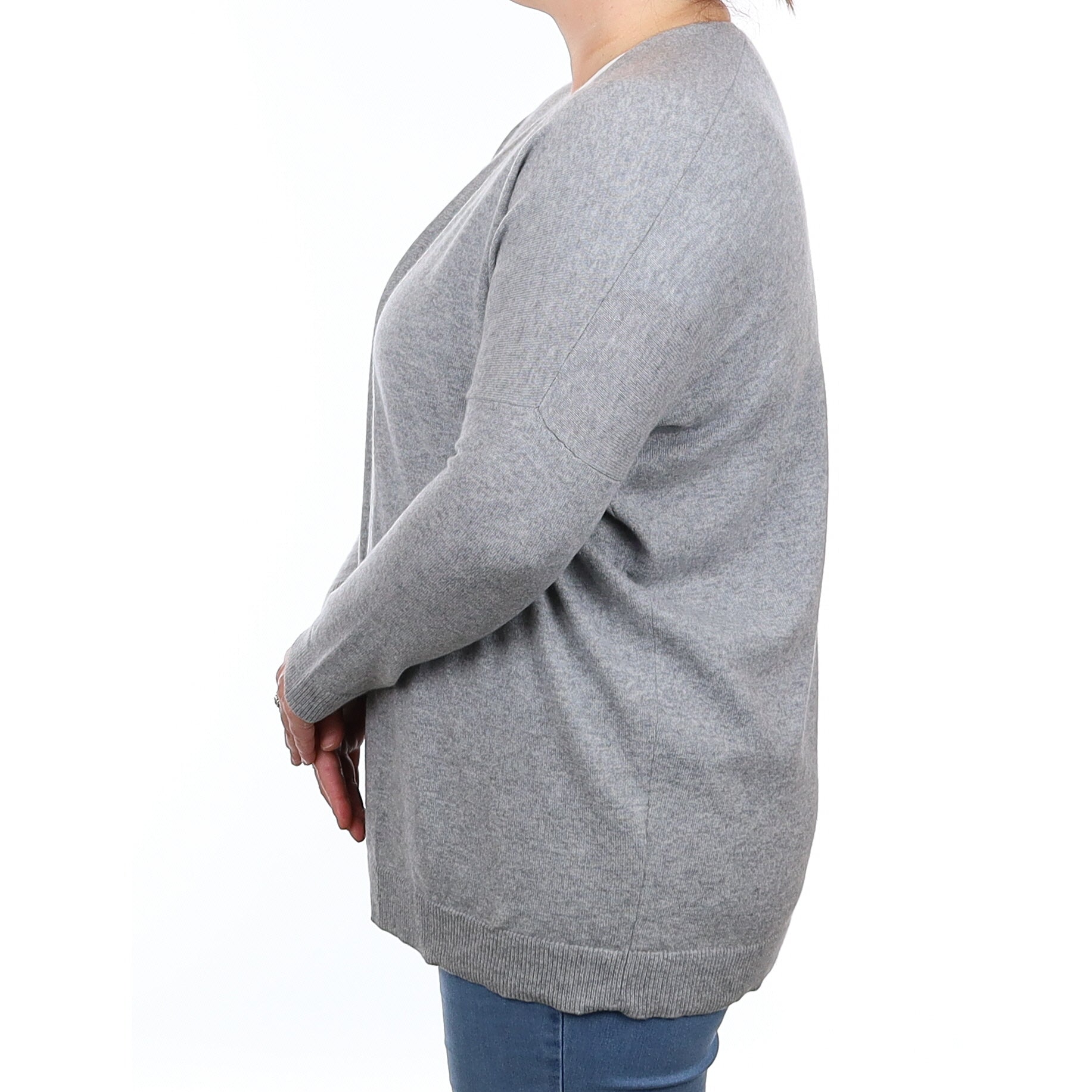 Smoke Grey Slouchy Cashmere Edge to Edge Cardigan Large