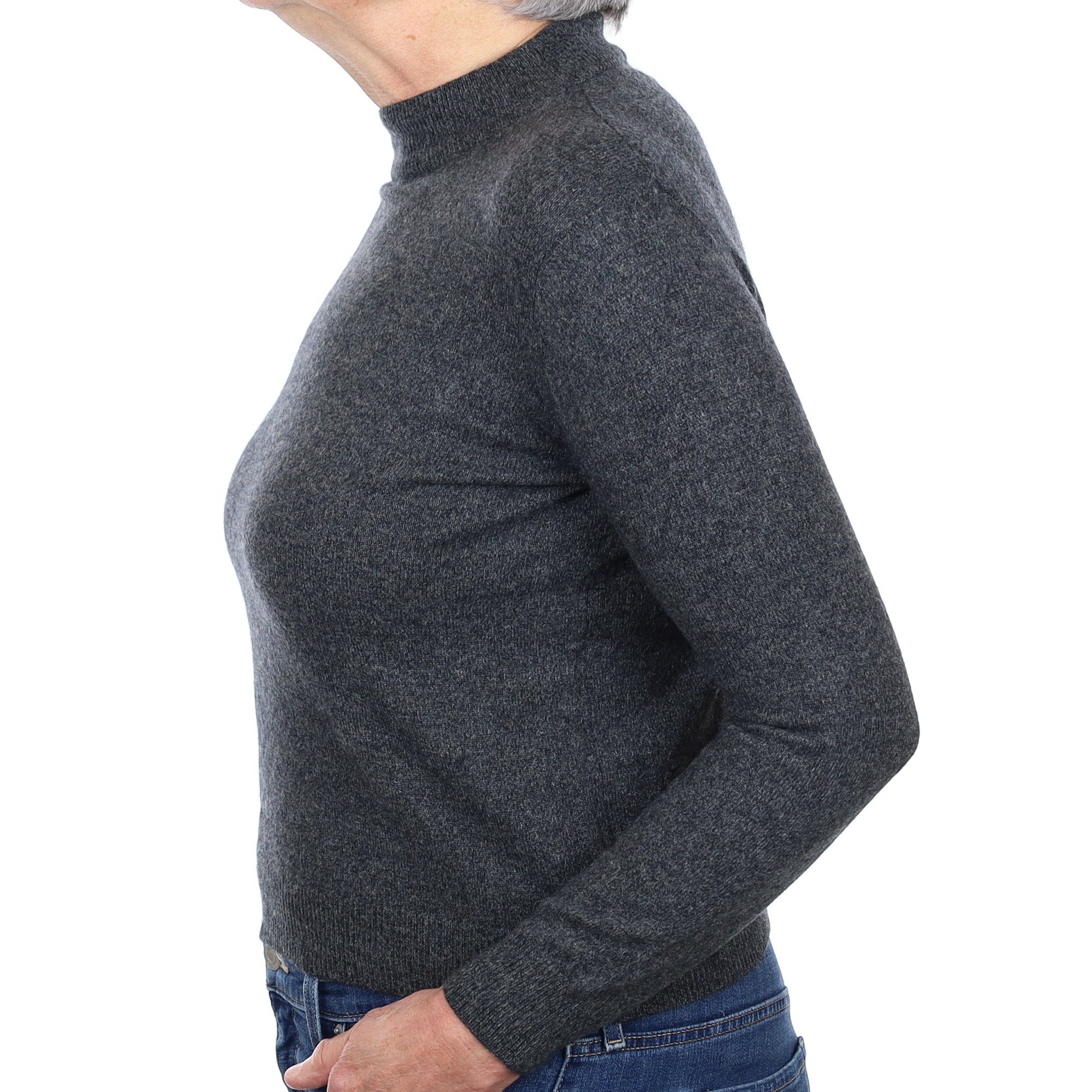 Charcoal Grey Cashmere Turtle Neck Jumper Medium
