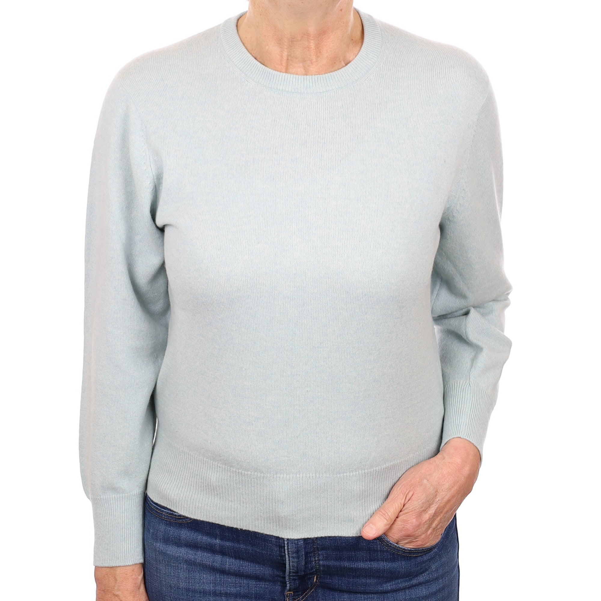 Mint Blue Cashmere Crew Neck Jumper Medium
