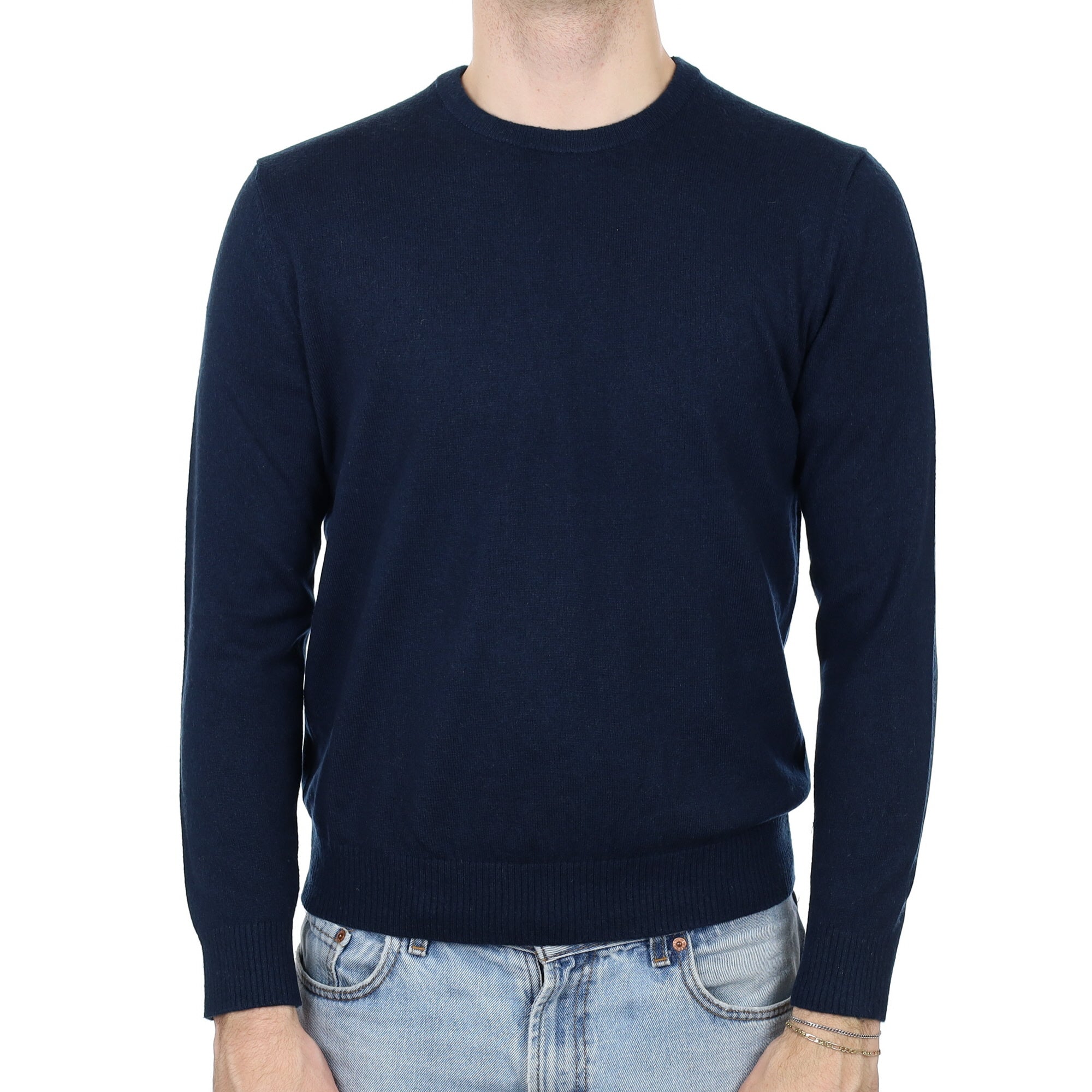 Men's Navy Blue Cashmere Crew Neck Jumper Medium