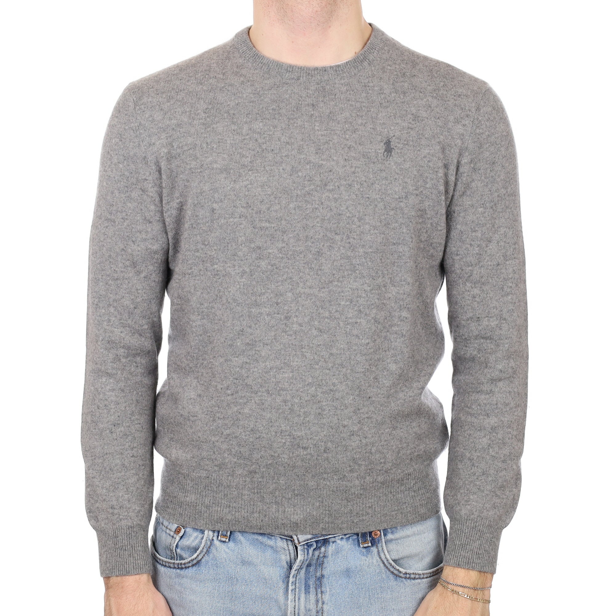 Men's Ralph Lauren Ash Grey Cashmere Crew Neck Jumper Medium