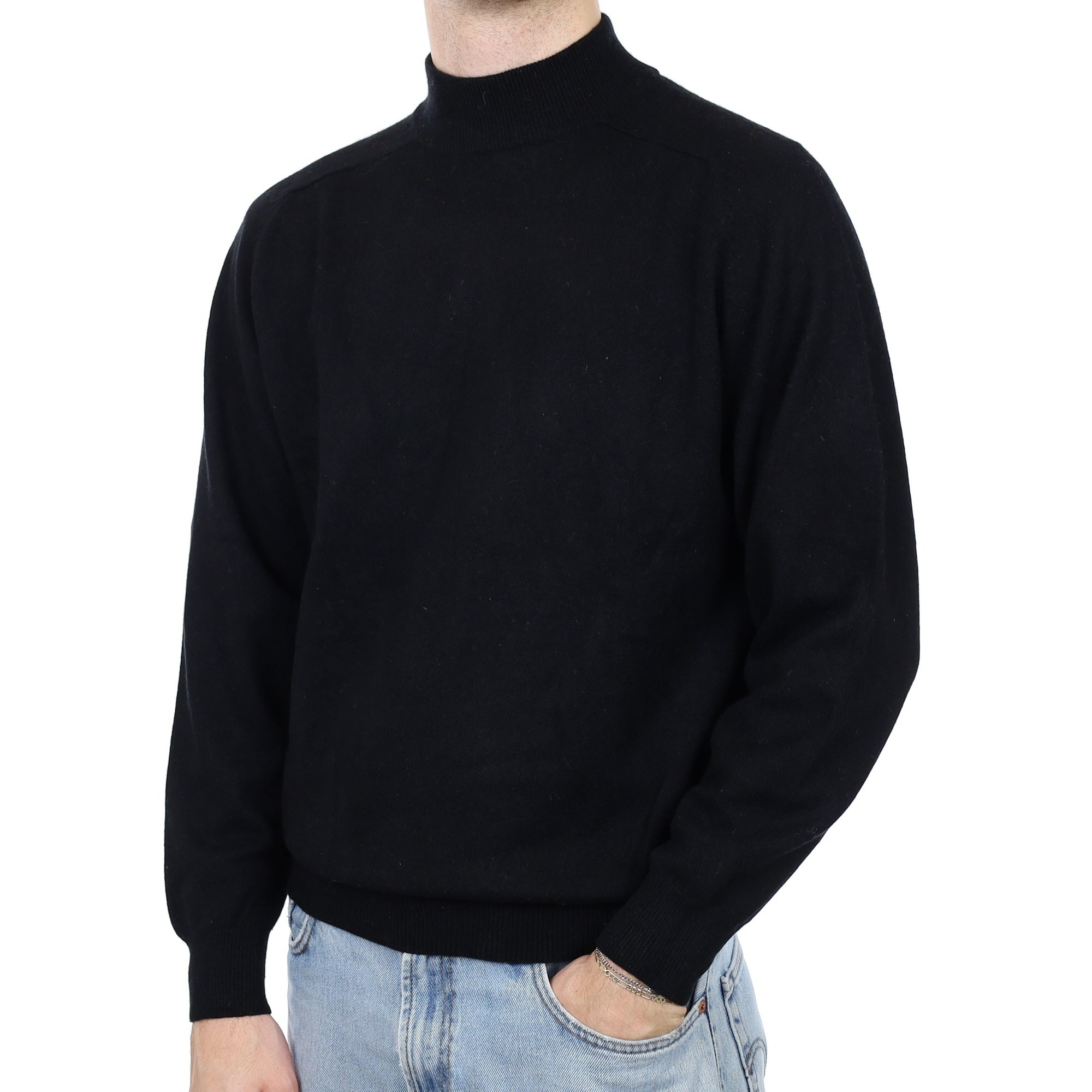 Men's Black Cashmere Turtle Neck Jumper Large