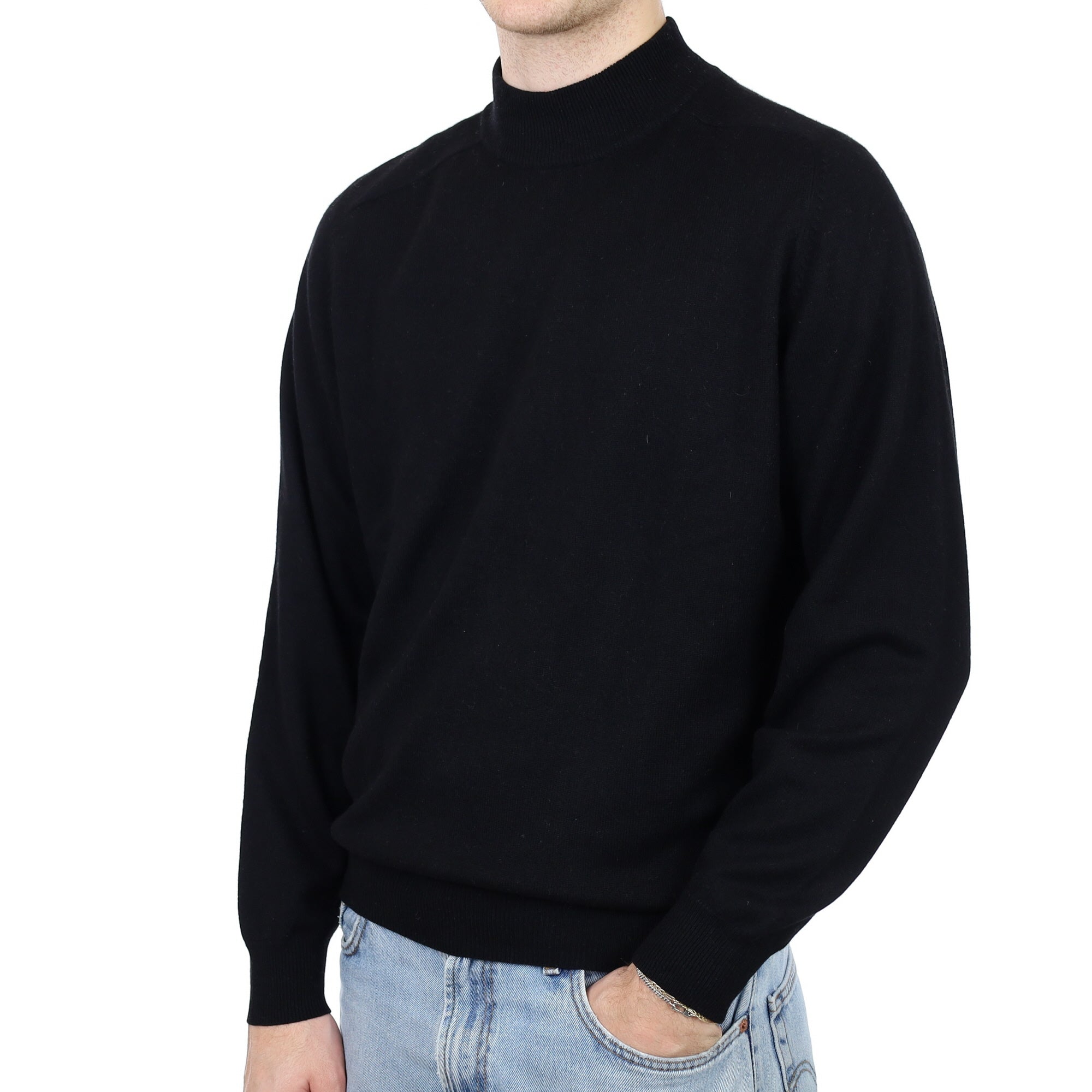 Men's Black Cashmere Turtle Neck Jumper Large