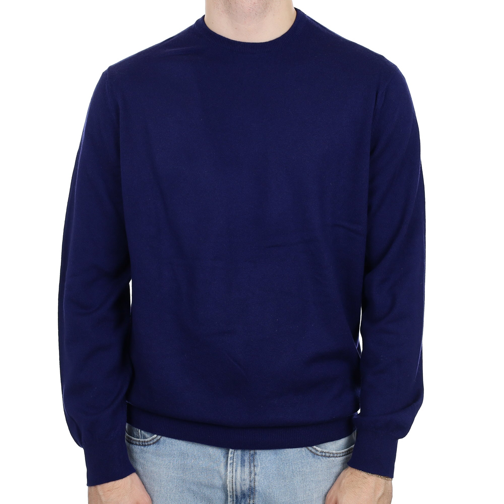 Men's William & Son French Navy Cashmere Crew Neck Jumper Large
