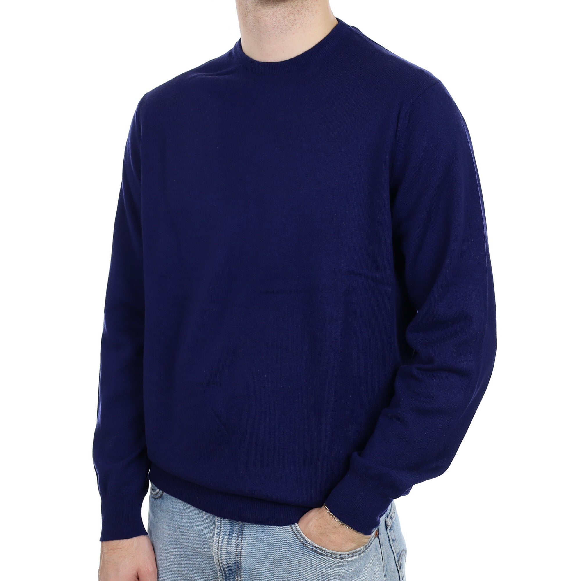 Men's William & Son French Navy Cashmere Crew Neck Jumper Large