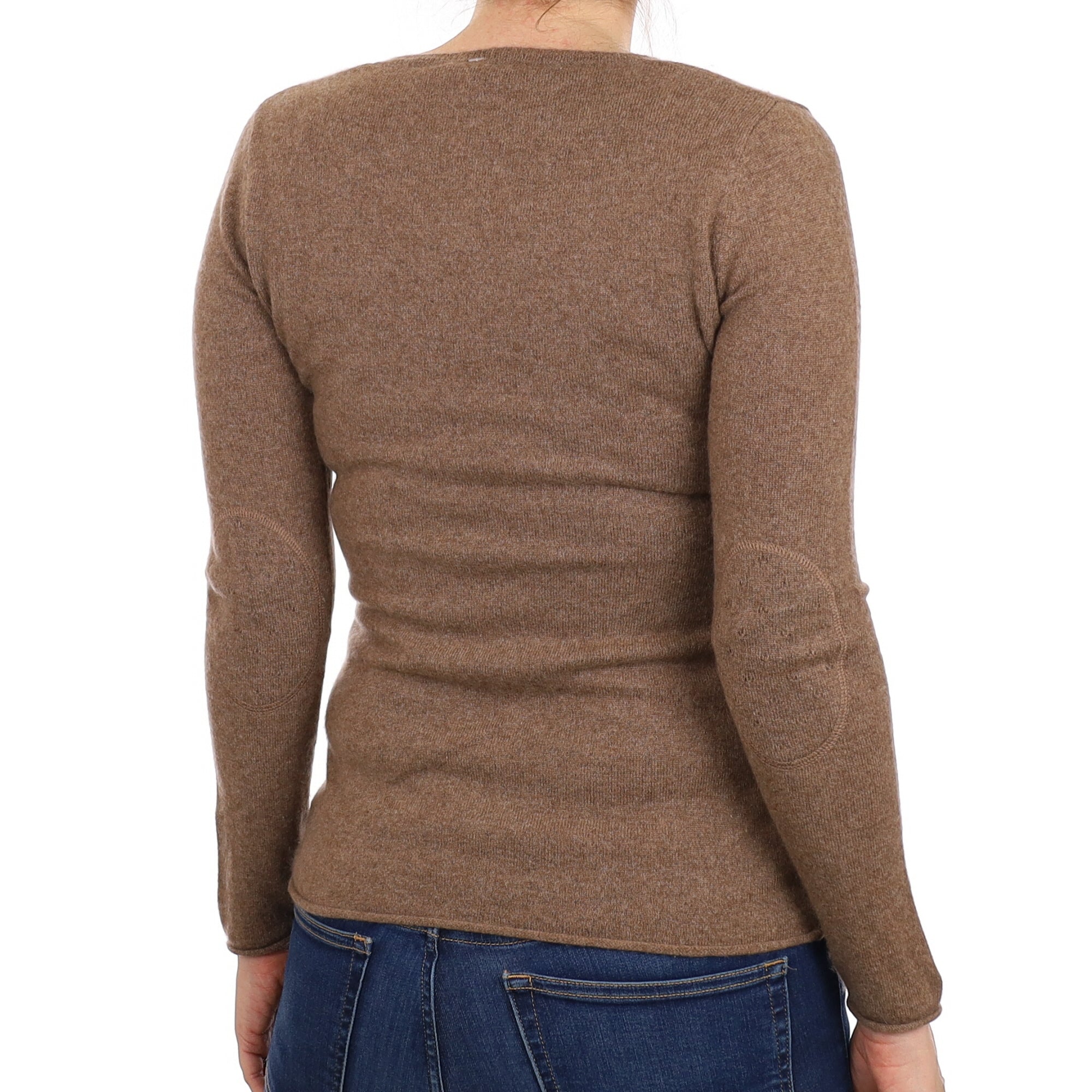 Mocha Brown Cashmere Buttoned Knotch Neck Jumper Small