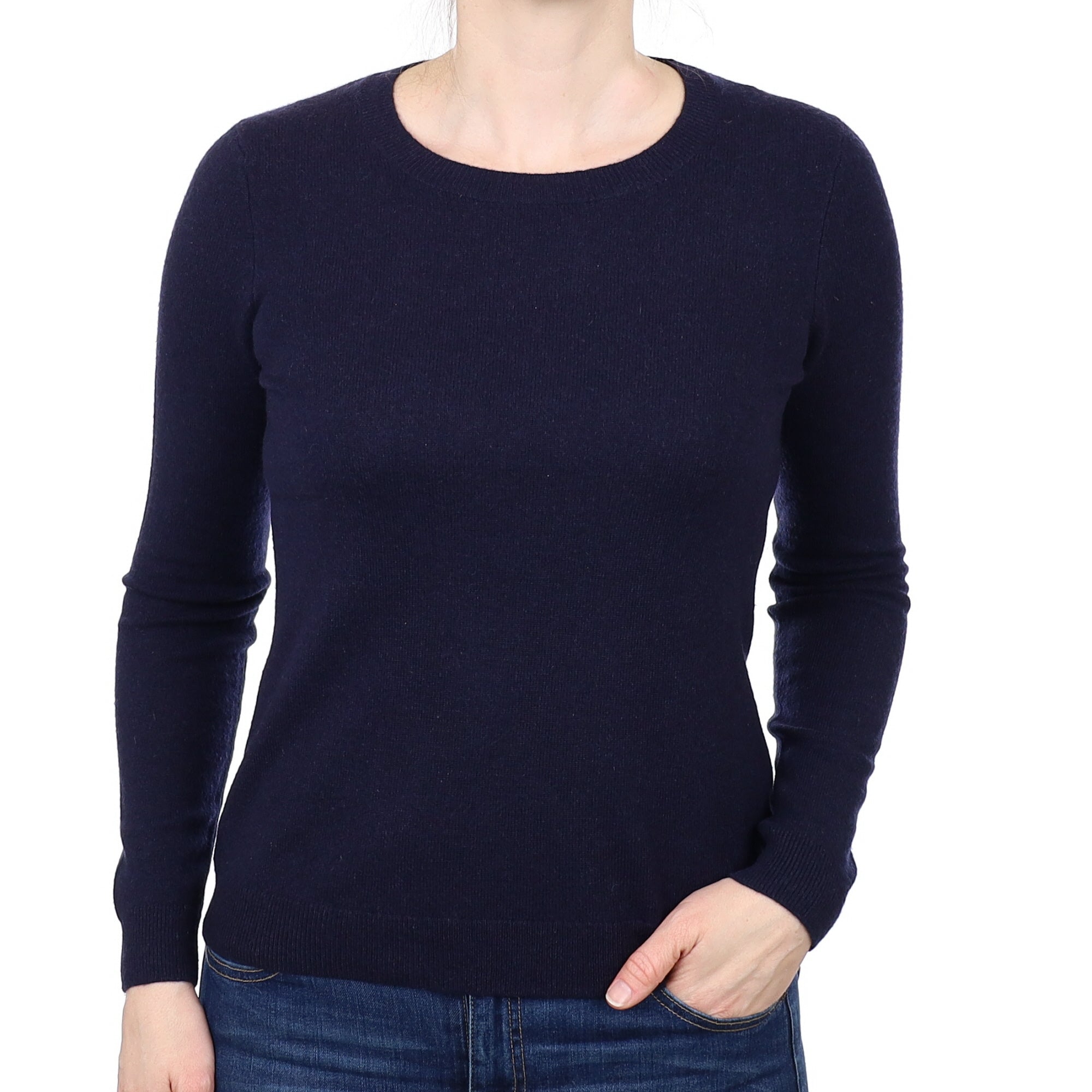 Navy Blue Cashmere Crew Neck Jumper Small