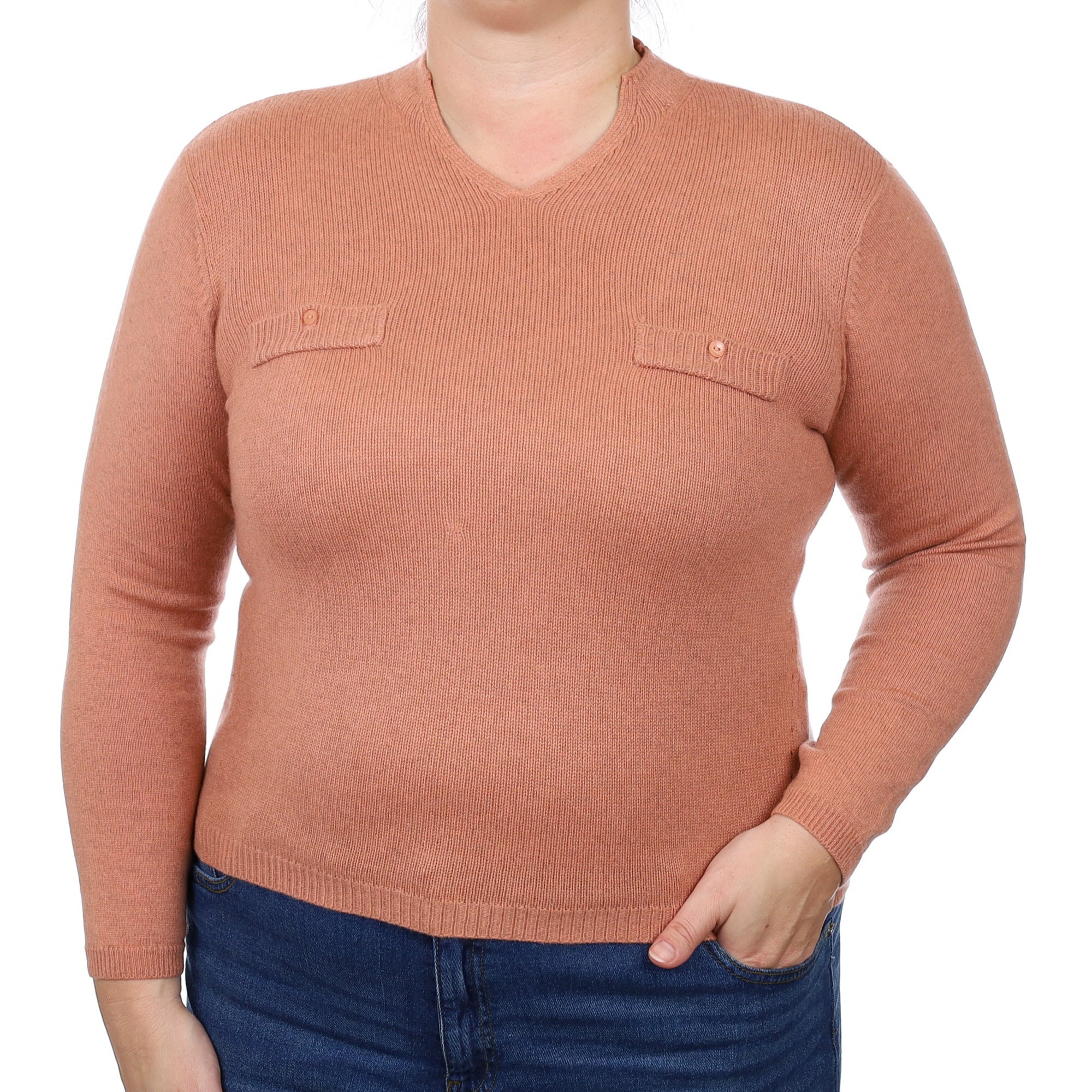 Hazy Pink Cashmere Collared V Neck Jumper Large