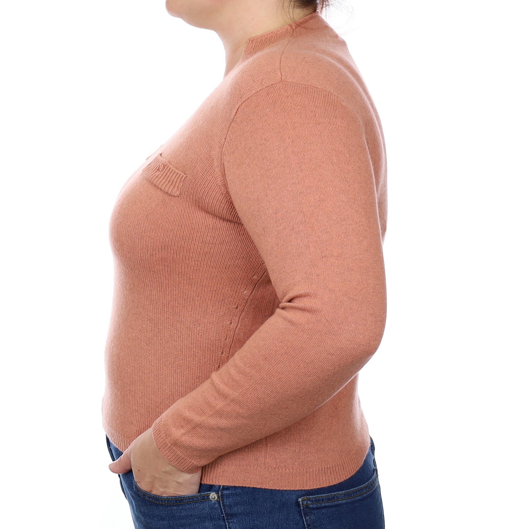 Hazy Pink Cashmere Collared V Neck Jumper Large