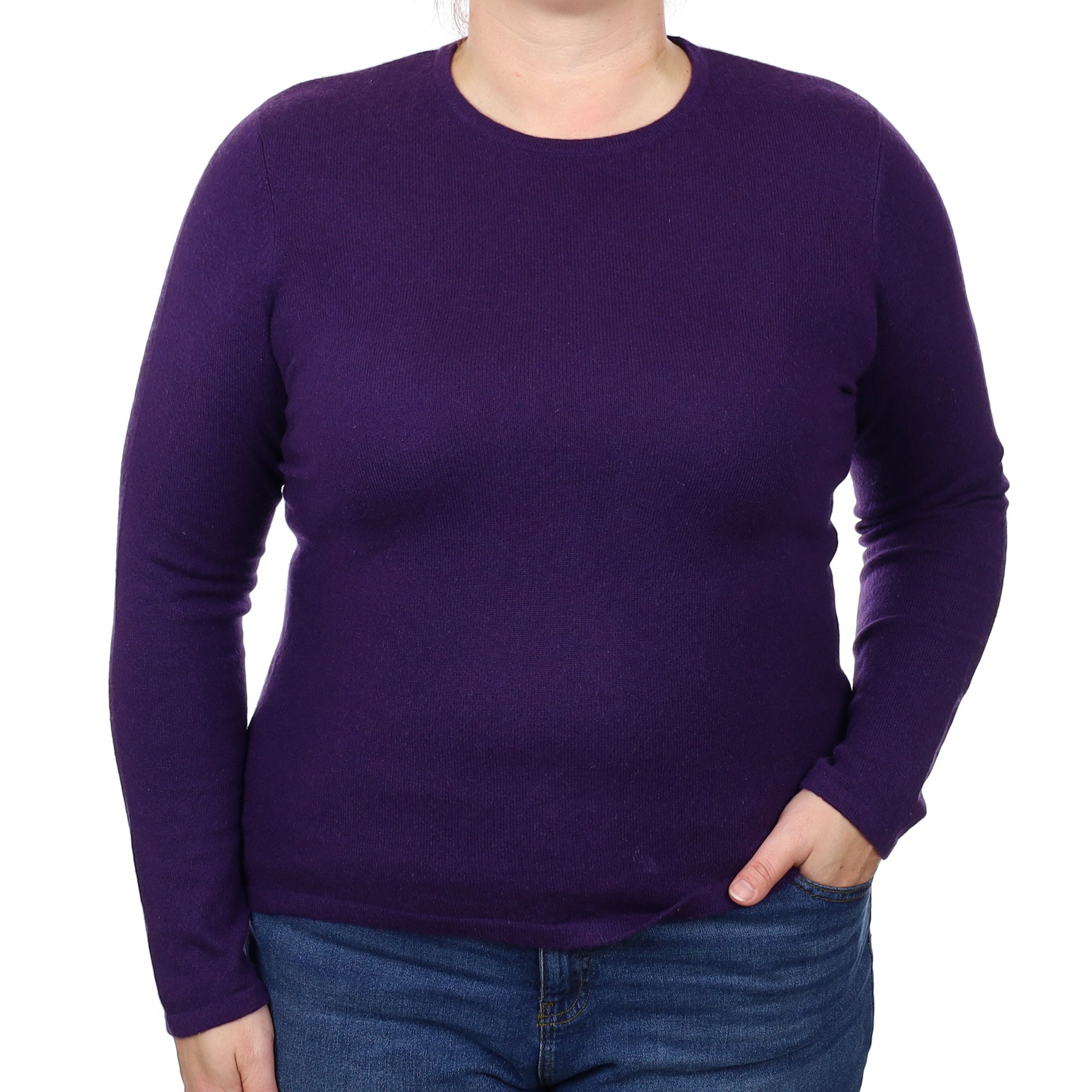 Iris Purple Cashmere Crew Neck Jumper Large