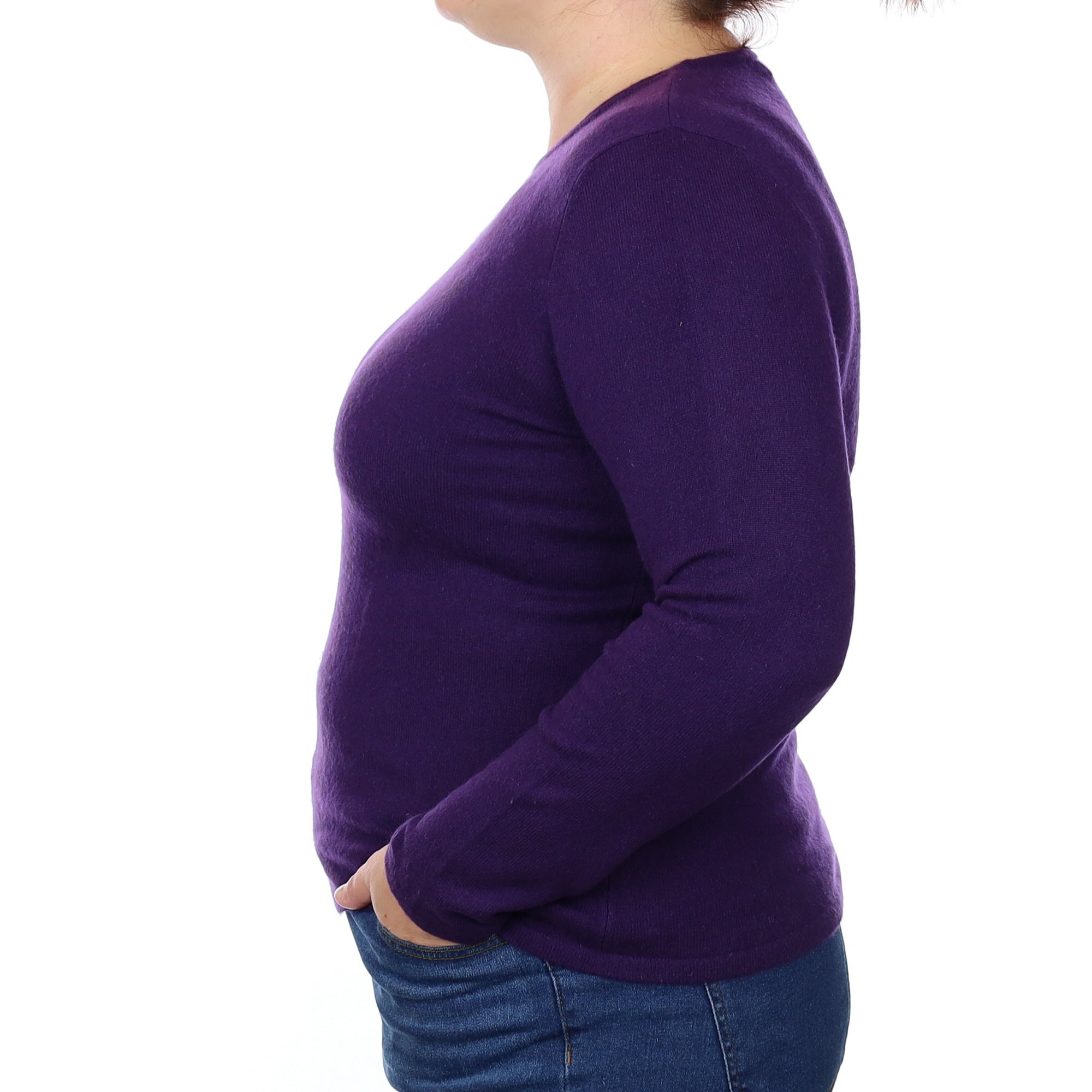 Iris Purple Cashmere Crew Neck Jumper Large