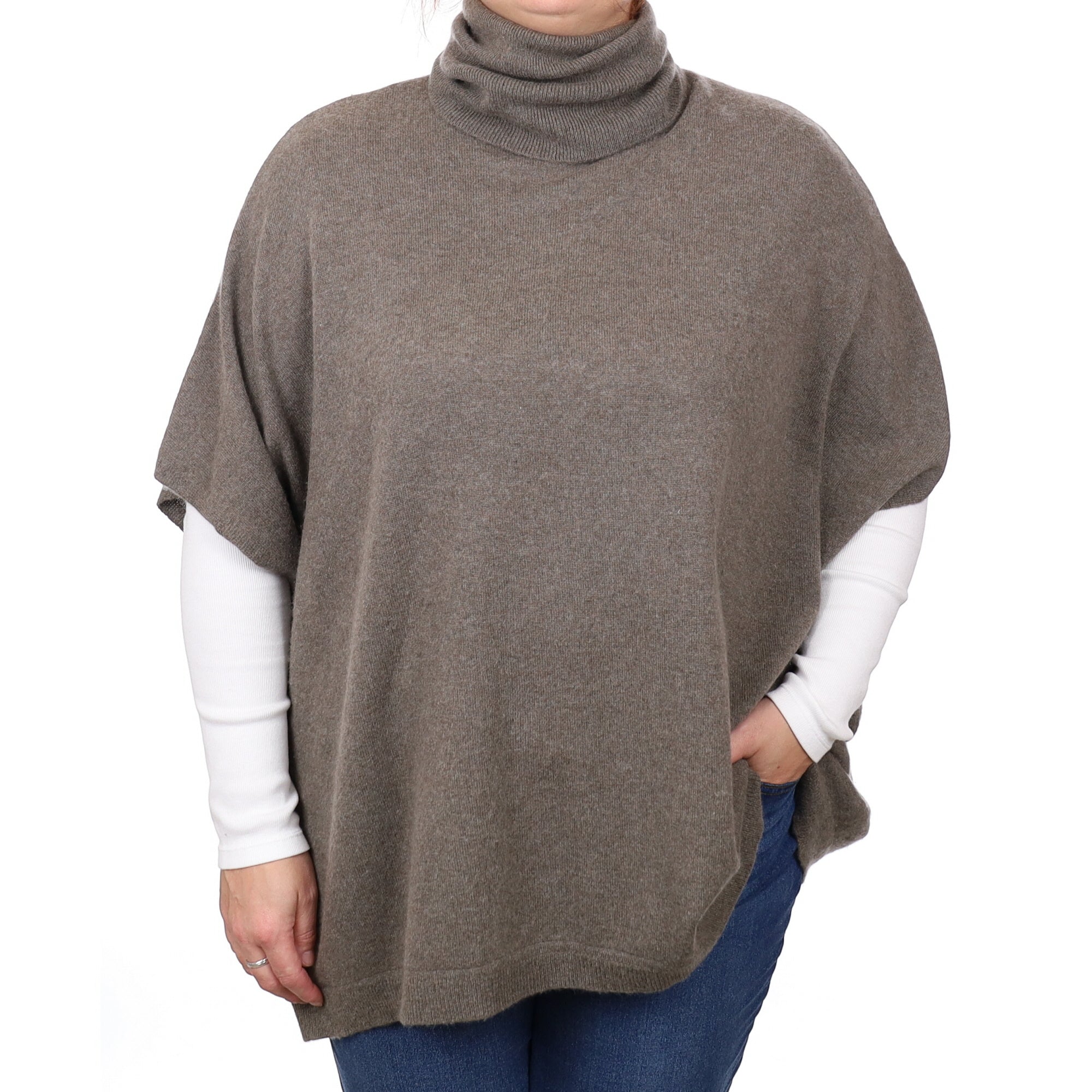 Khaki Cashmere Super Slouchy Sleeveless Jumper Large