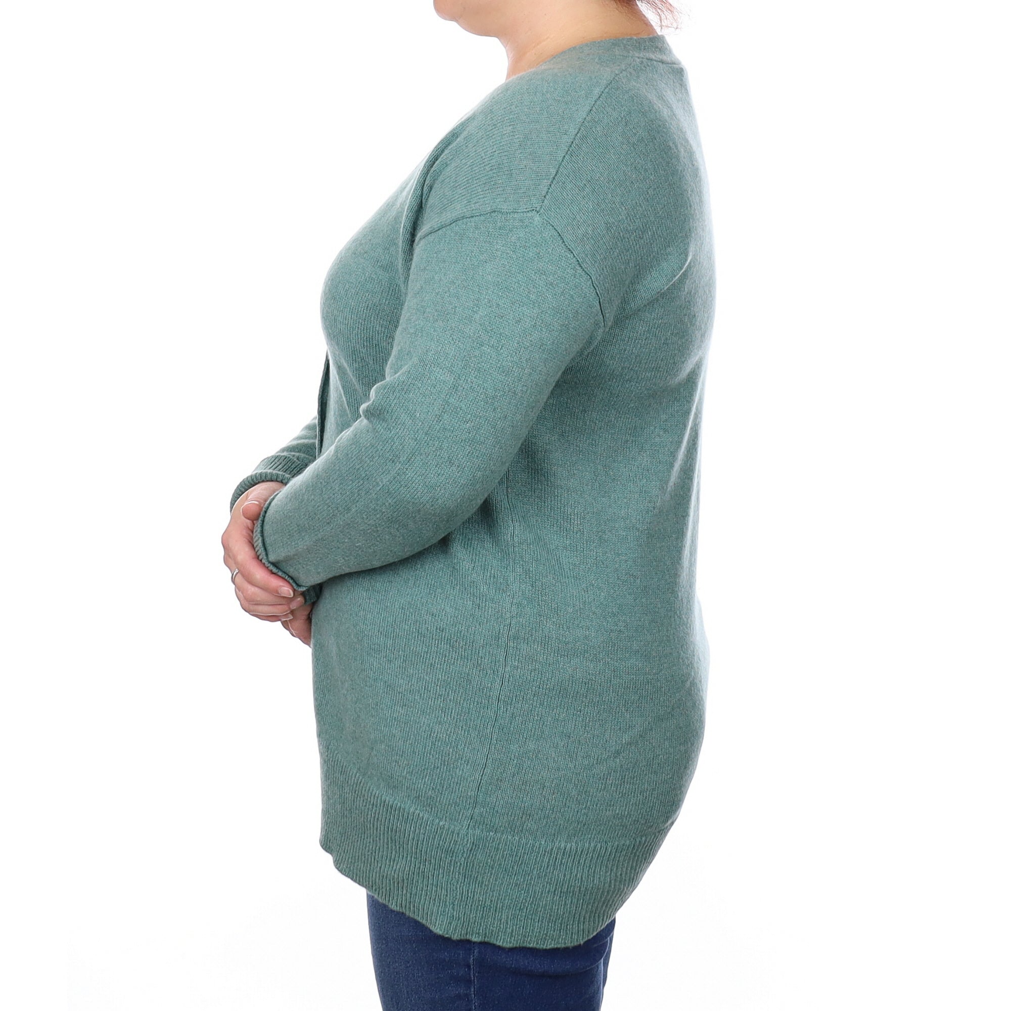 Sea Foam Green Cashmere Longline V Neck Cardigan Extra Large