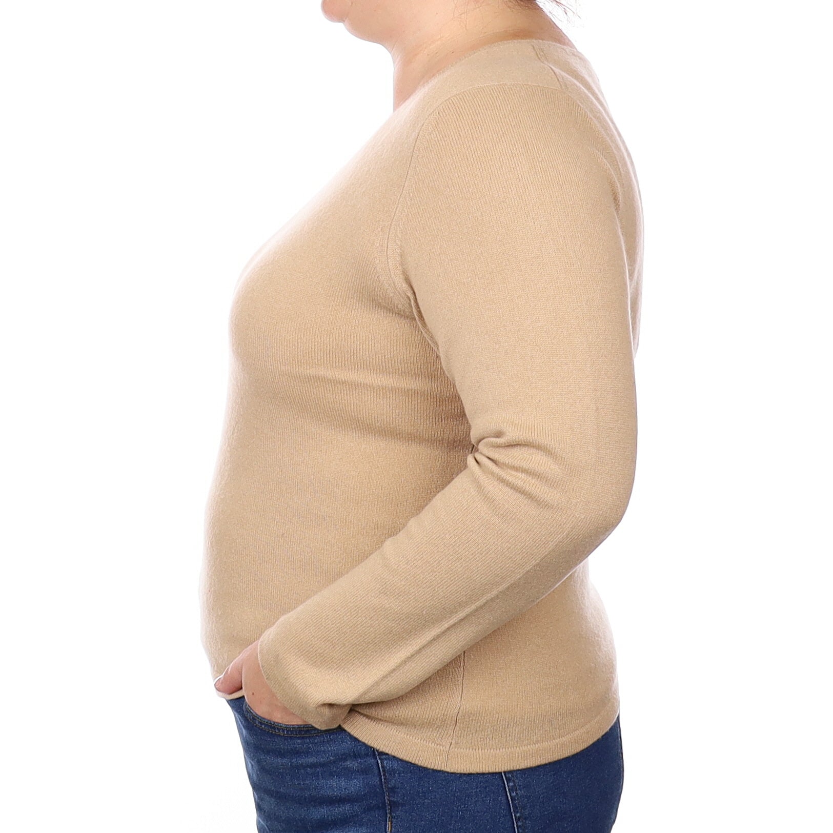 Caramel Brown Cashmere V Neck Jumper Extra Large