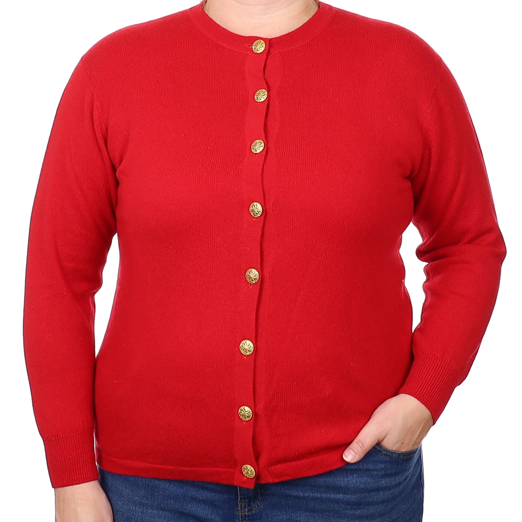 Scarlets Red Cashmere Crew Neck Cardigan Extra Large