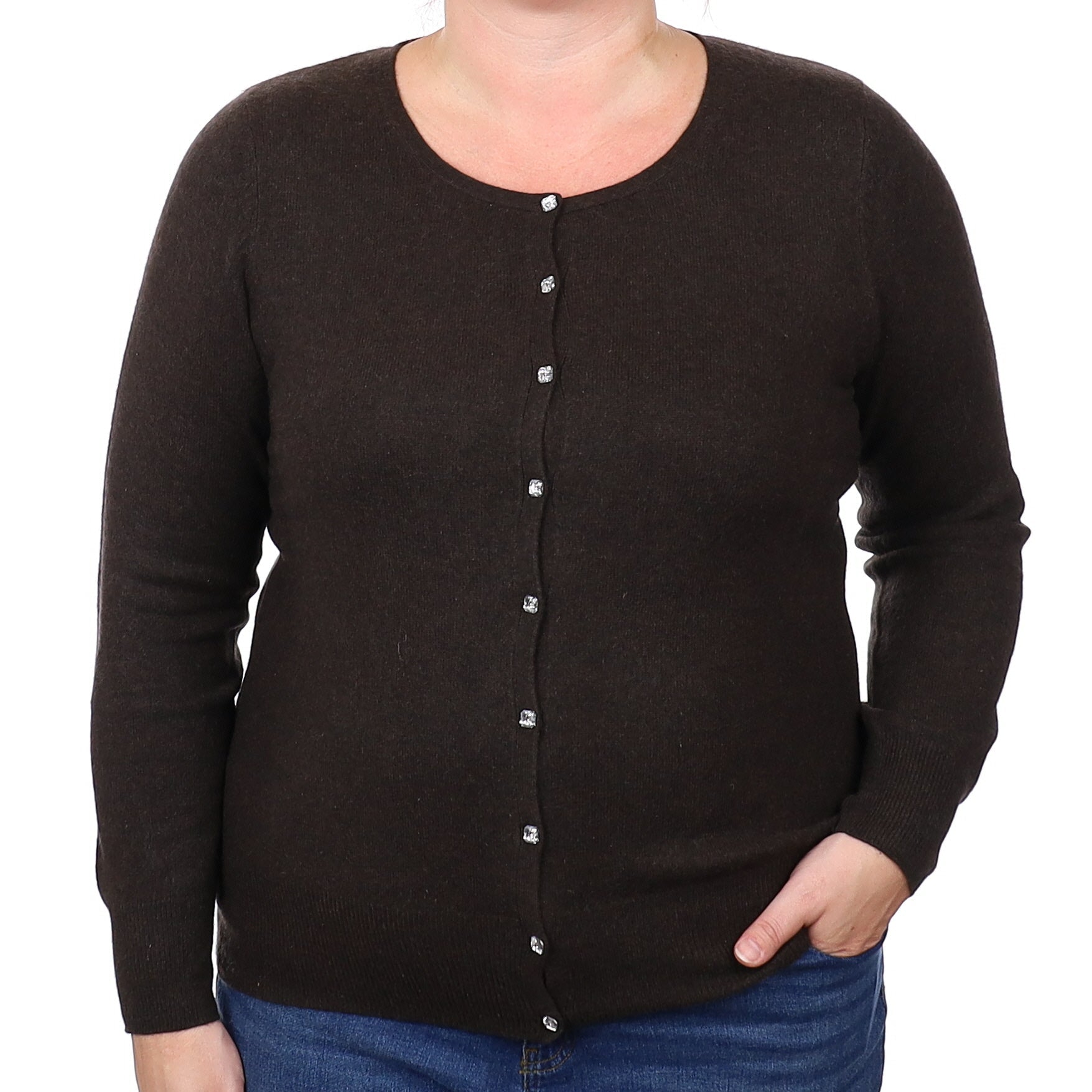 Darks Chocolate Cashmere Crew Neck Cardigan Extra Large