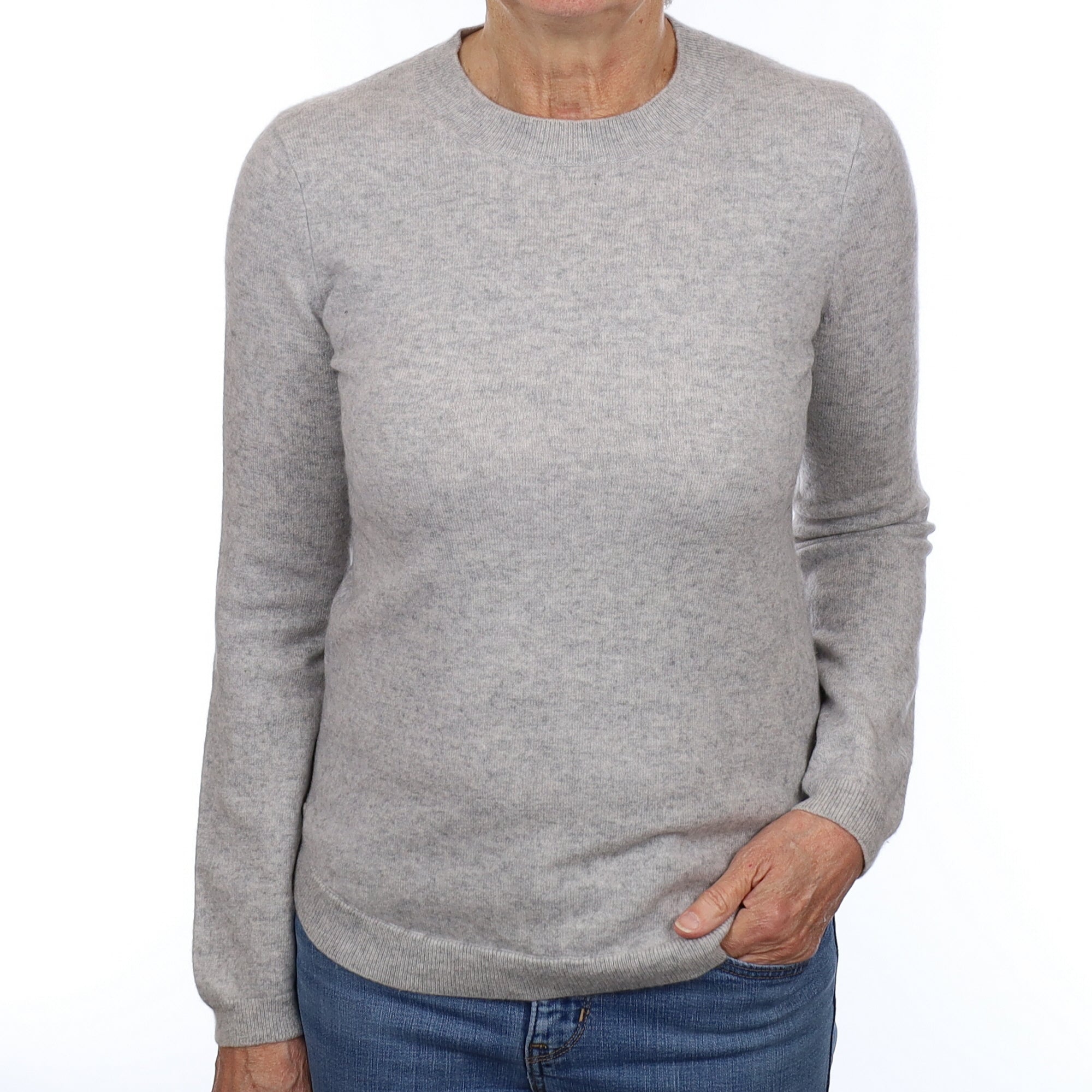 Smoke Grey Cashmere Crew Neck Jumper Medium