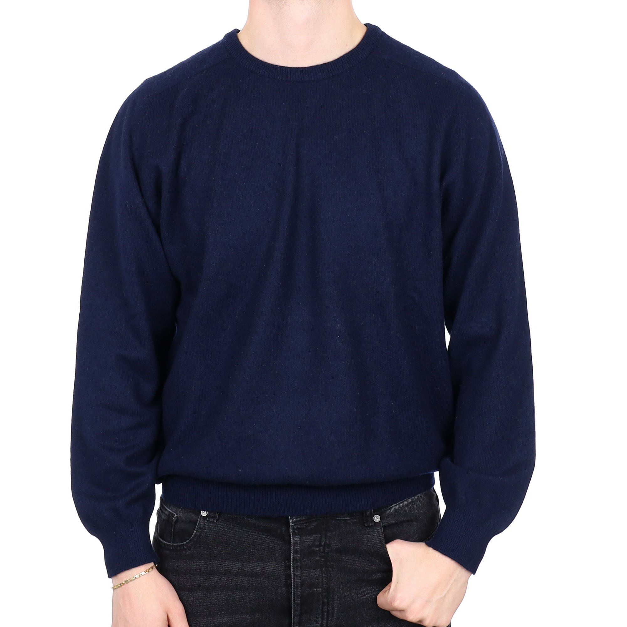 Men's Navy Blue Cashmere Crew Neck Jumper XXL