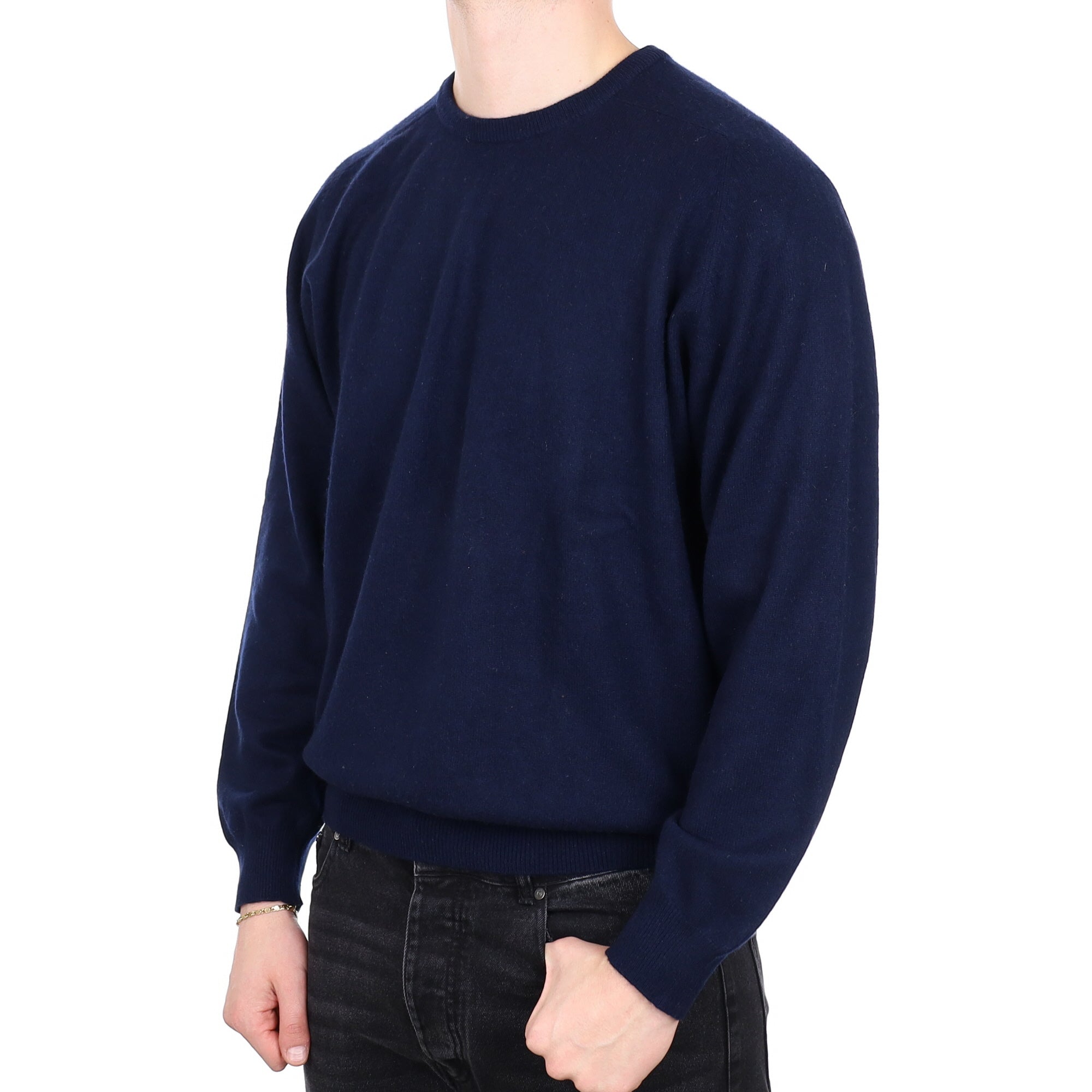 Men's Navy Blue Cashmere Crew Neck Jumper XXL