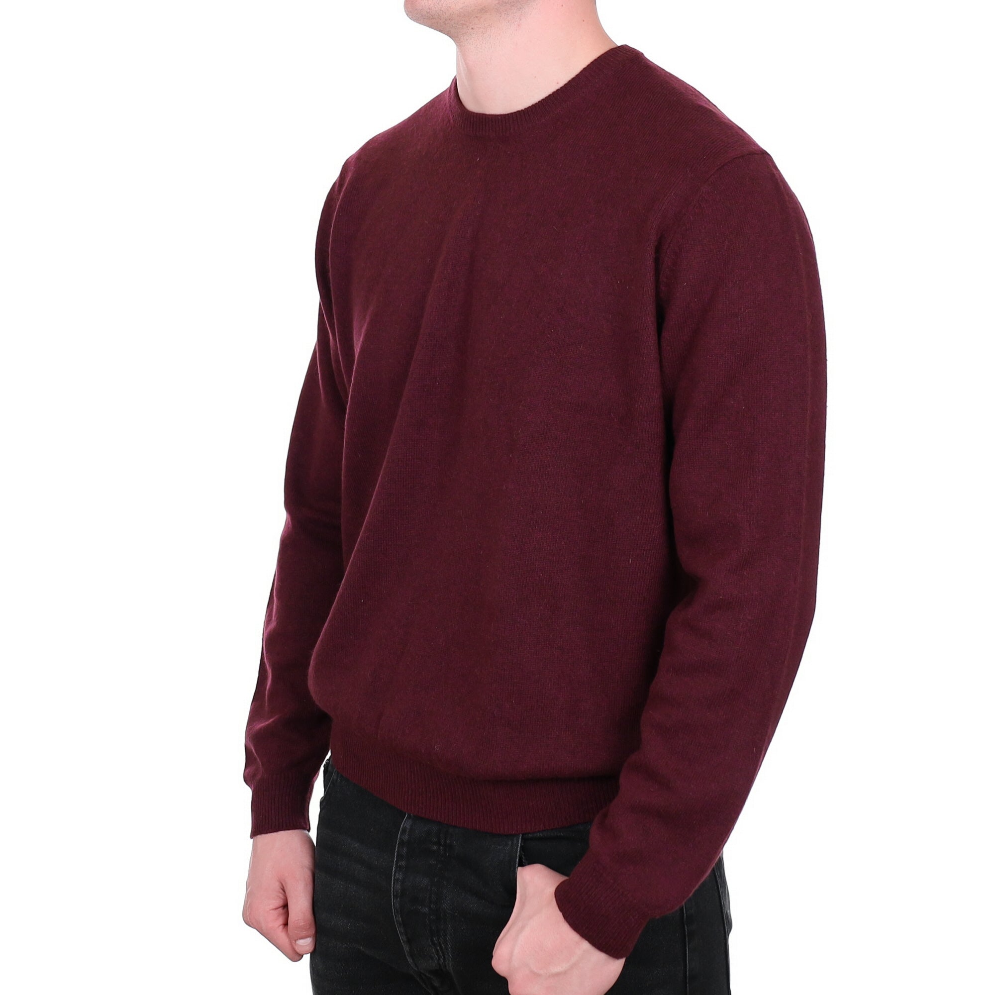Men's Mulberry Purple Cashmere Crew Neck Jumper XXL